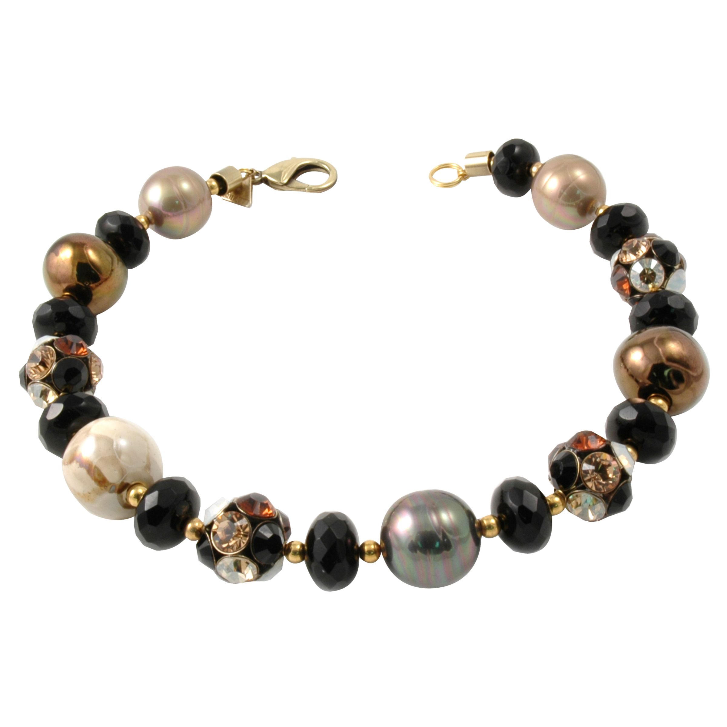 Bulatti Ceramic Bead and Crystals Necklace, Bronze