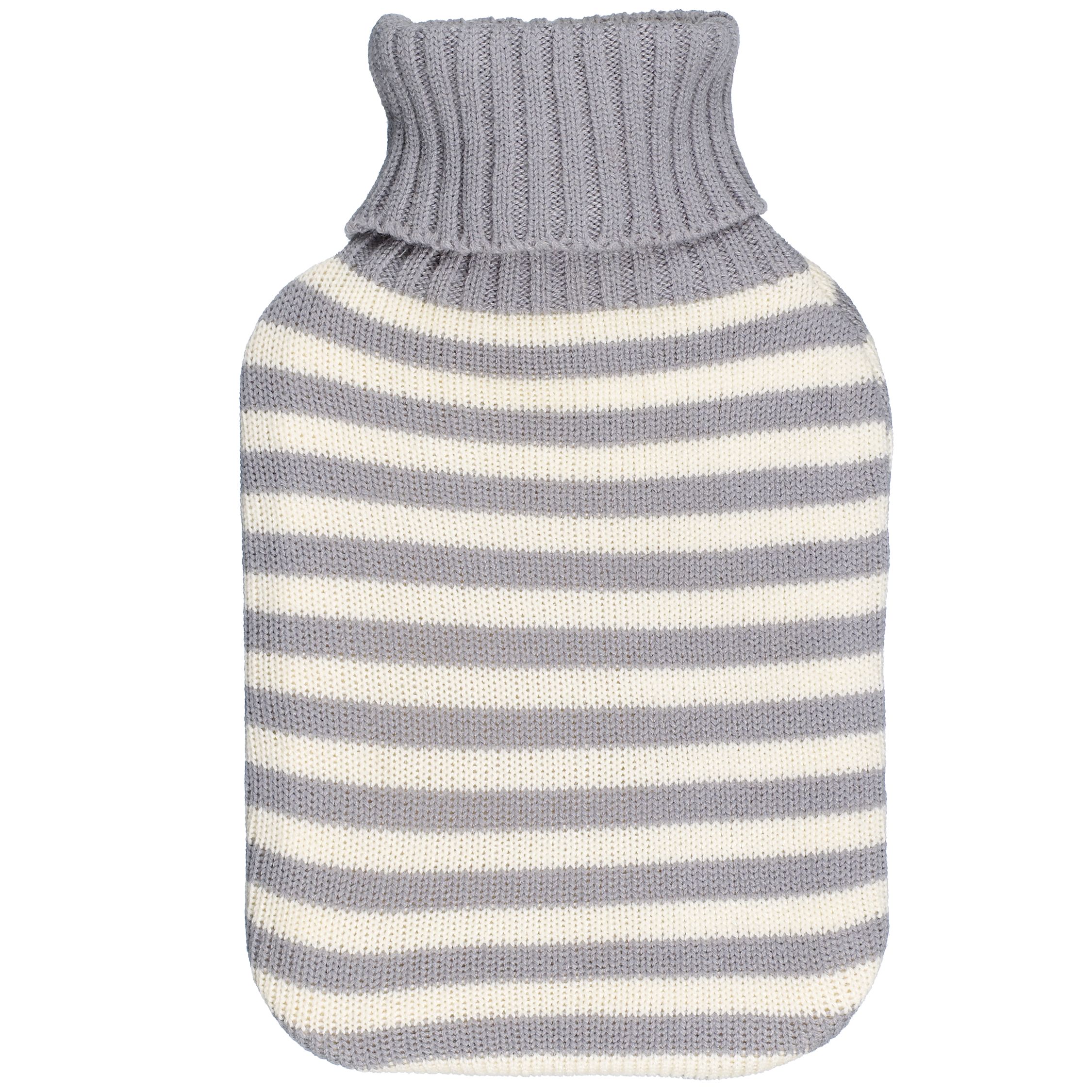 Hot Water Bottle With Knitted Cover, Grey/Cream