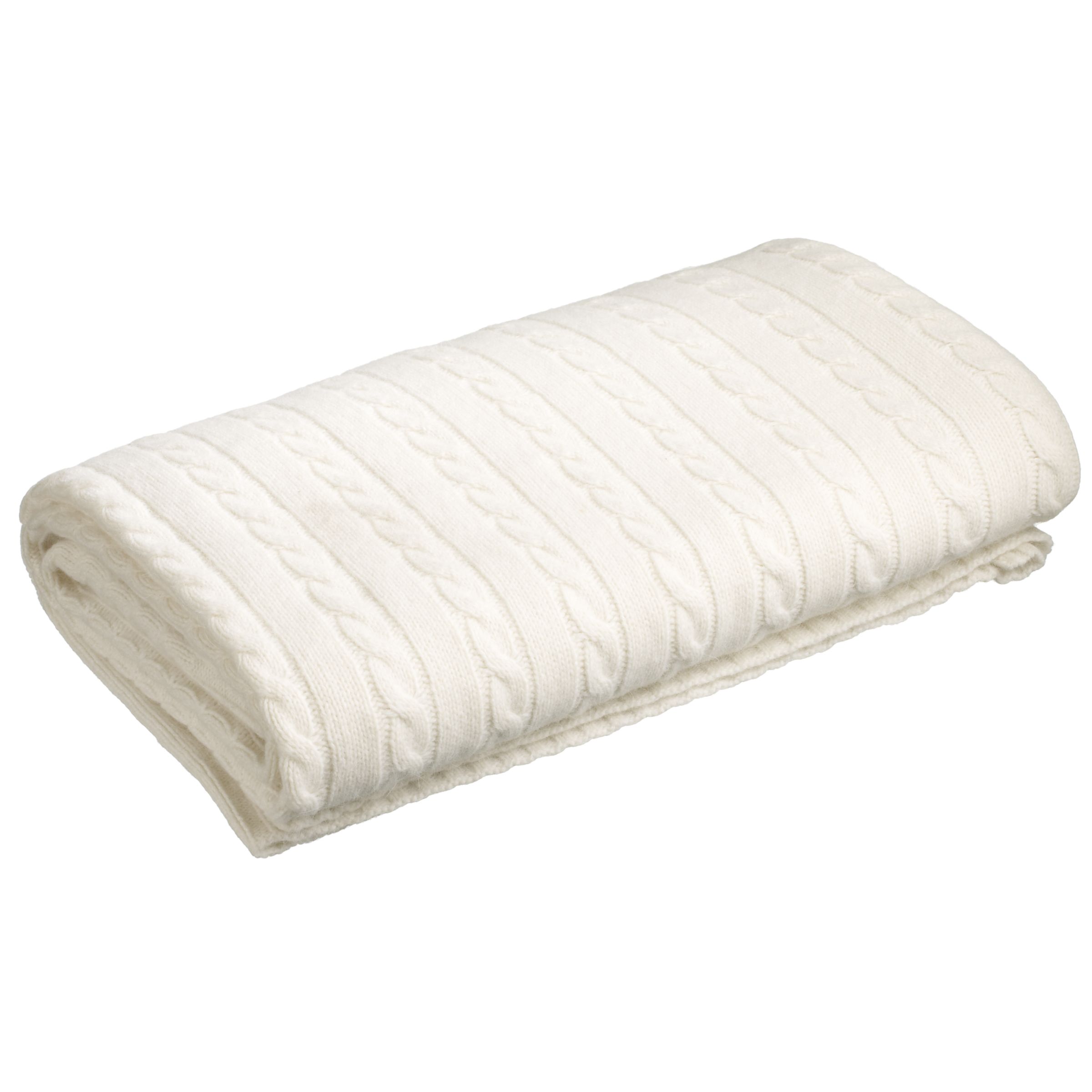John Lewis Cableknit Blanket, Cream