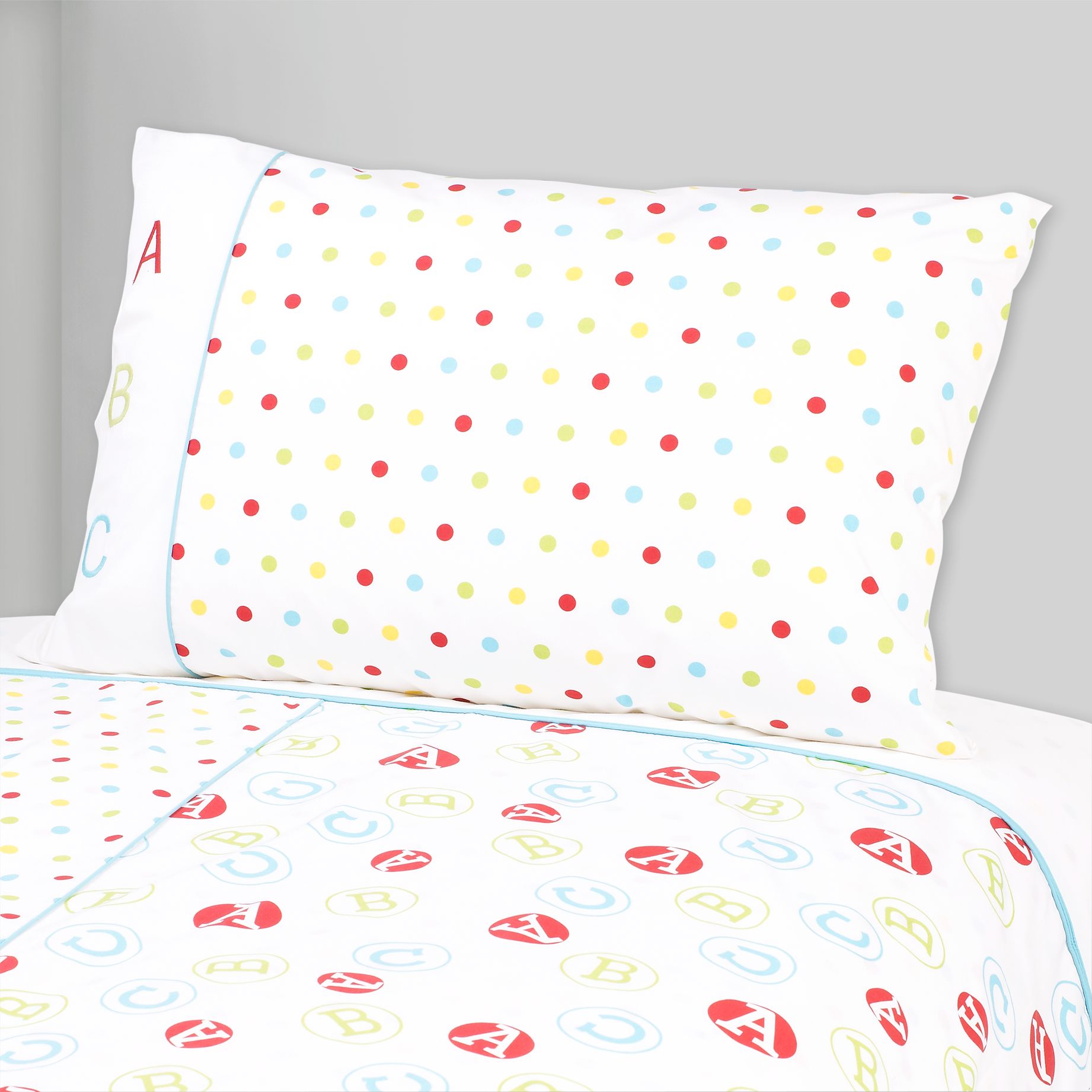 John Lewis Alphabet Cotbed Duvet and Pillowcase Set Multi