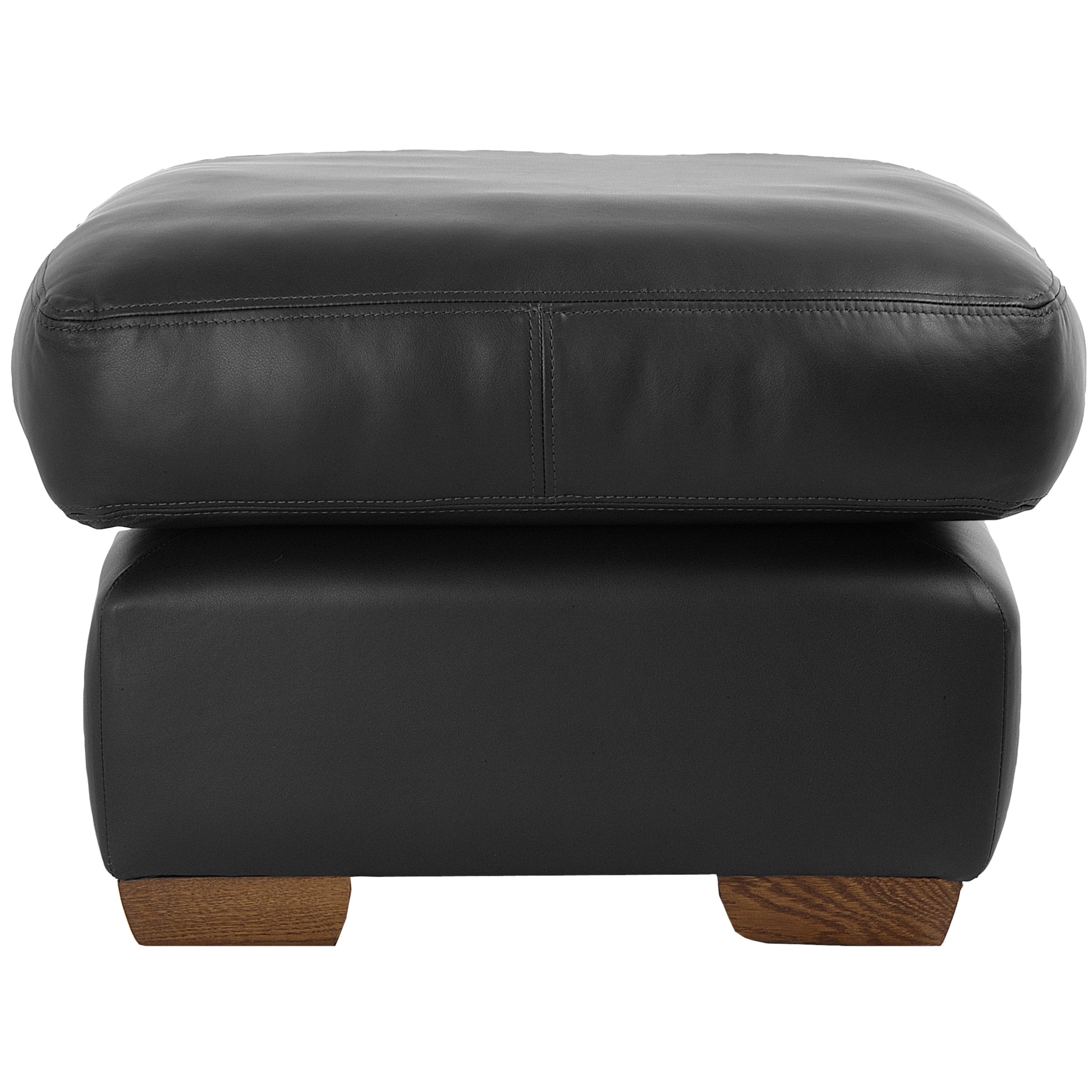 John Lewis Granada Leather Footstool Black