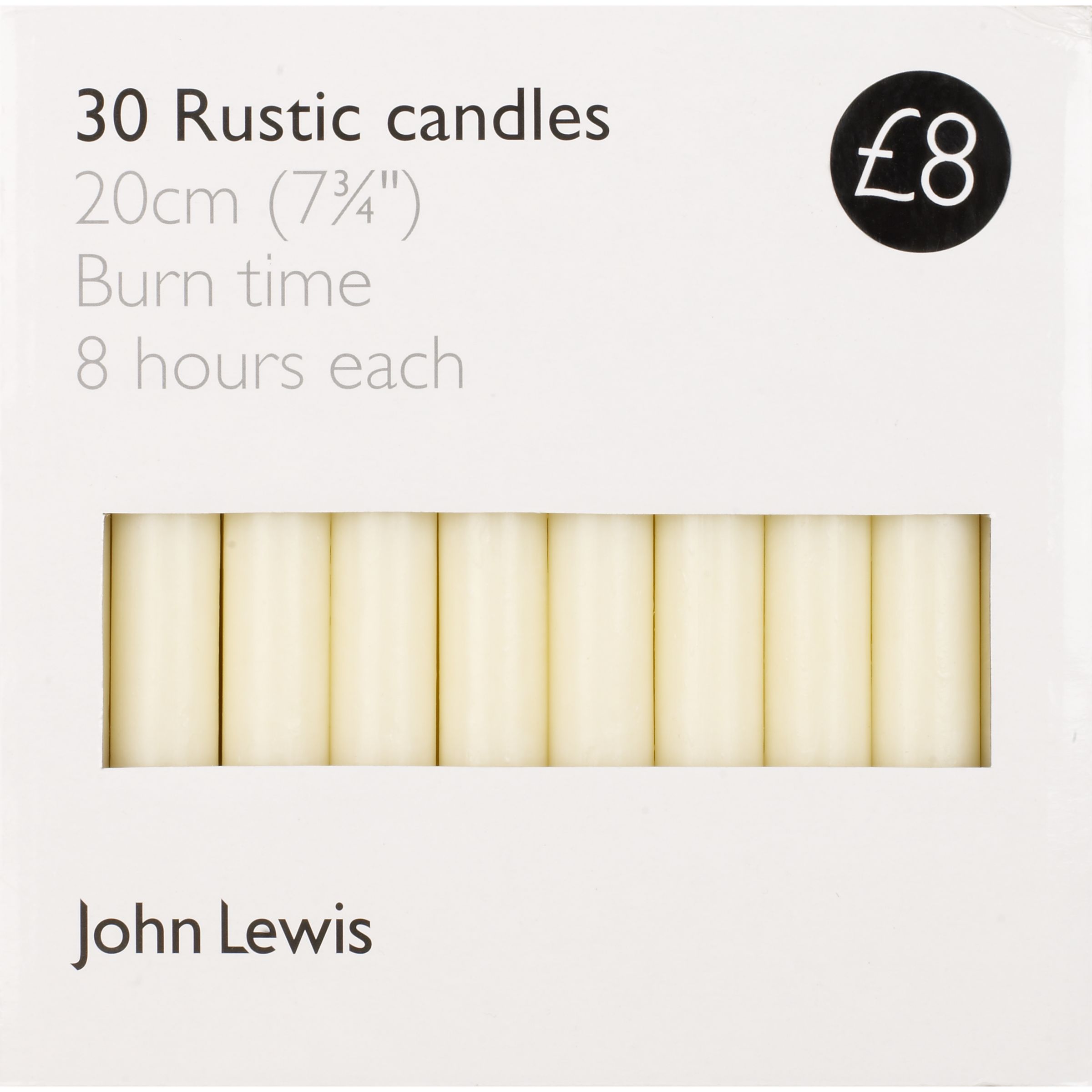 John Lewis Rustic Candles Box of 30