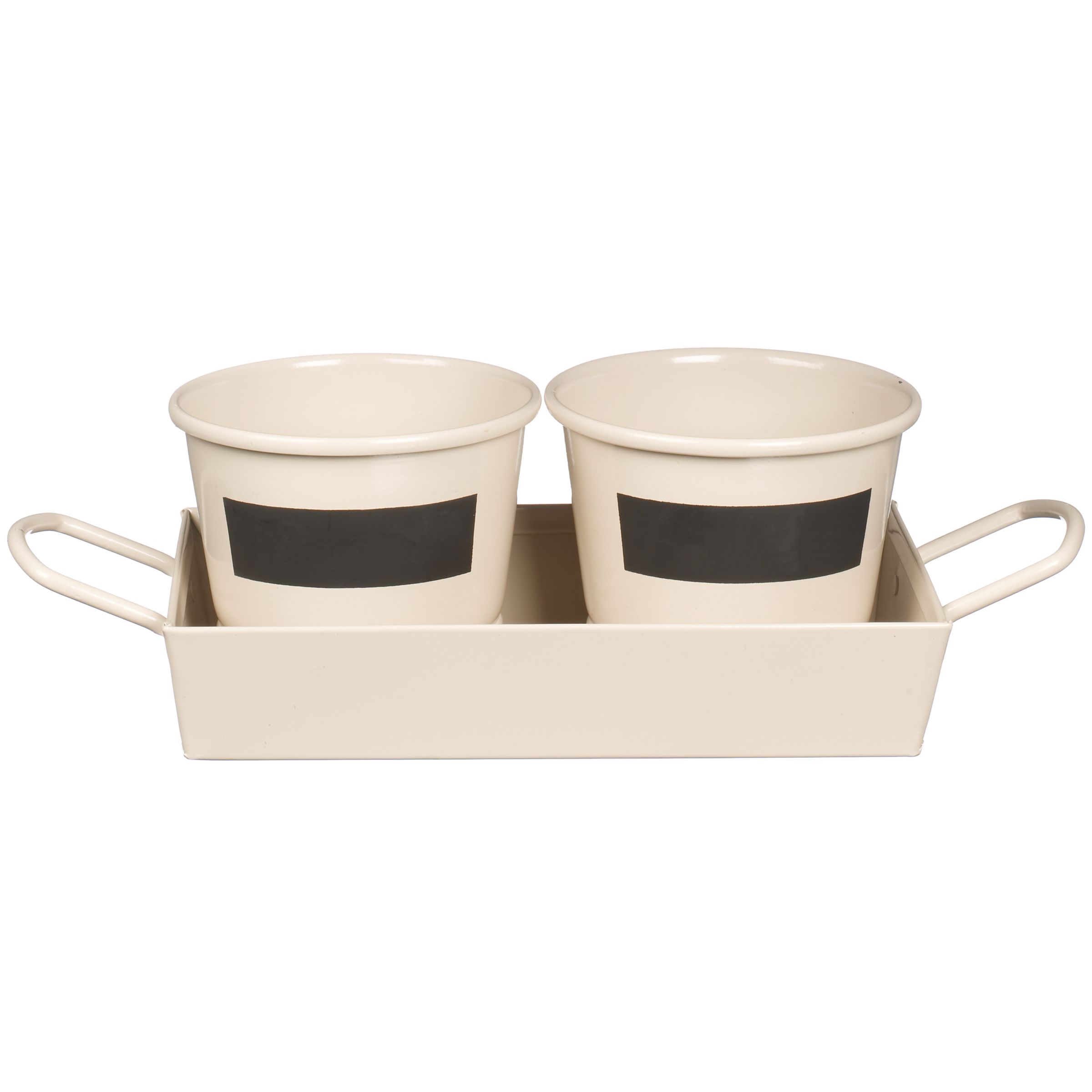 John Lewis Herb Pots, Set of 2, Bone