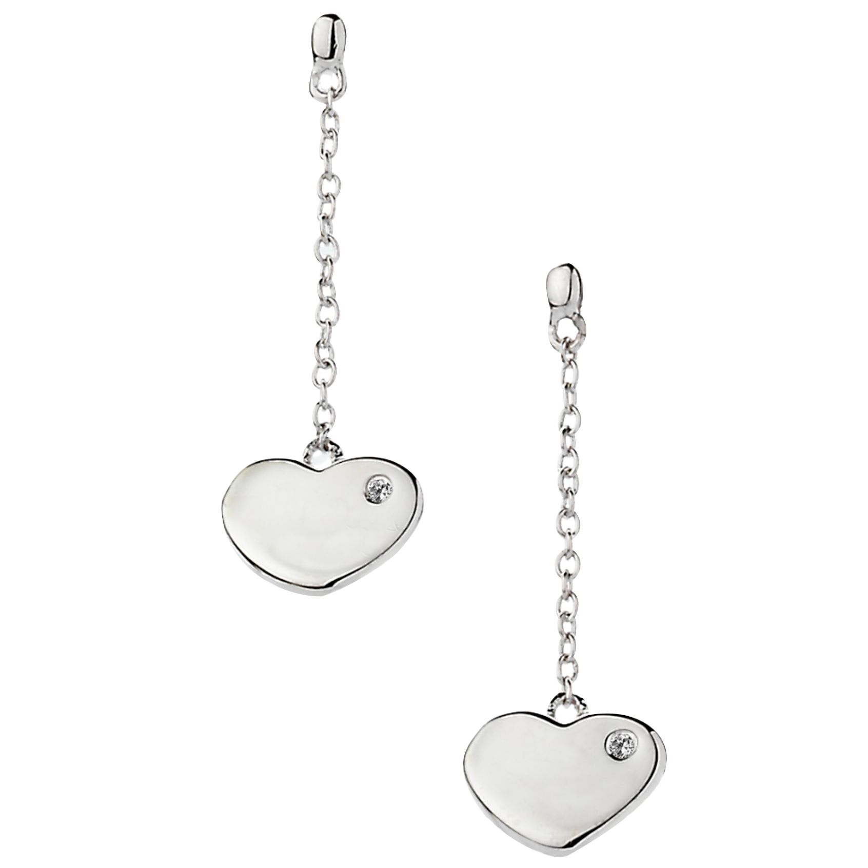 Hot Diamonds Lovebird Heart Drop Earrings, Silver