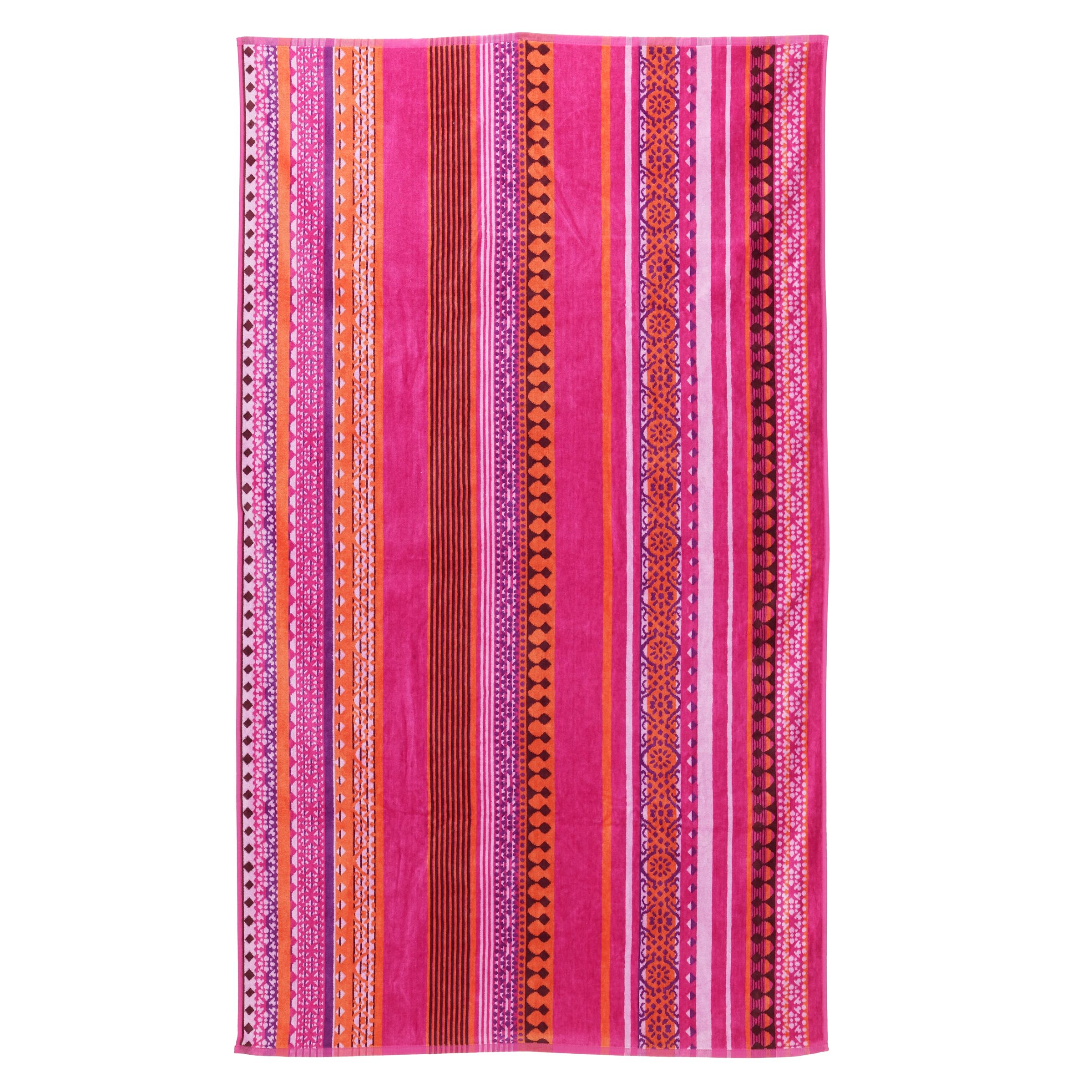 John Lewis Stripe Beach Towel, Pink