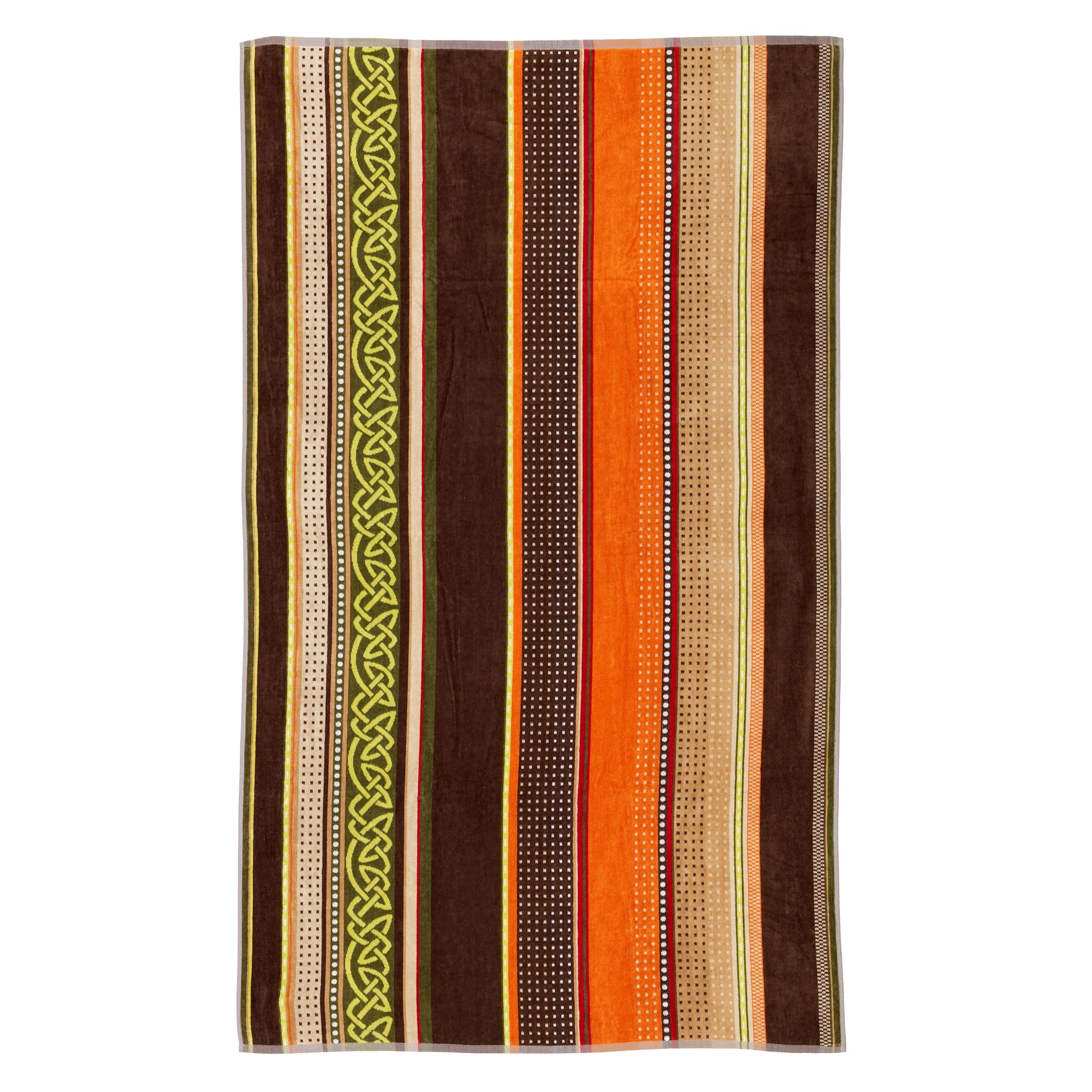 John Lewis Ethnic Stripe Beach Towel, Brown / Green