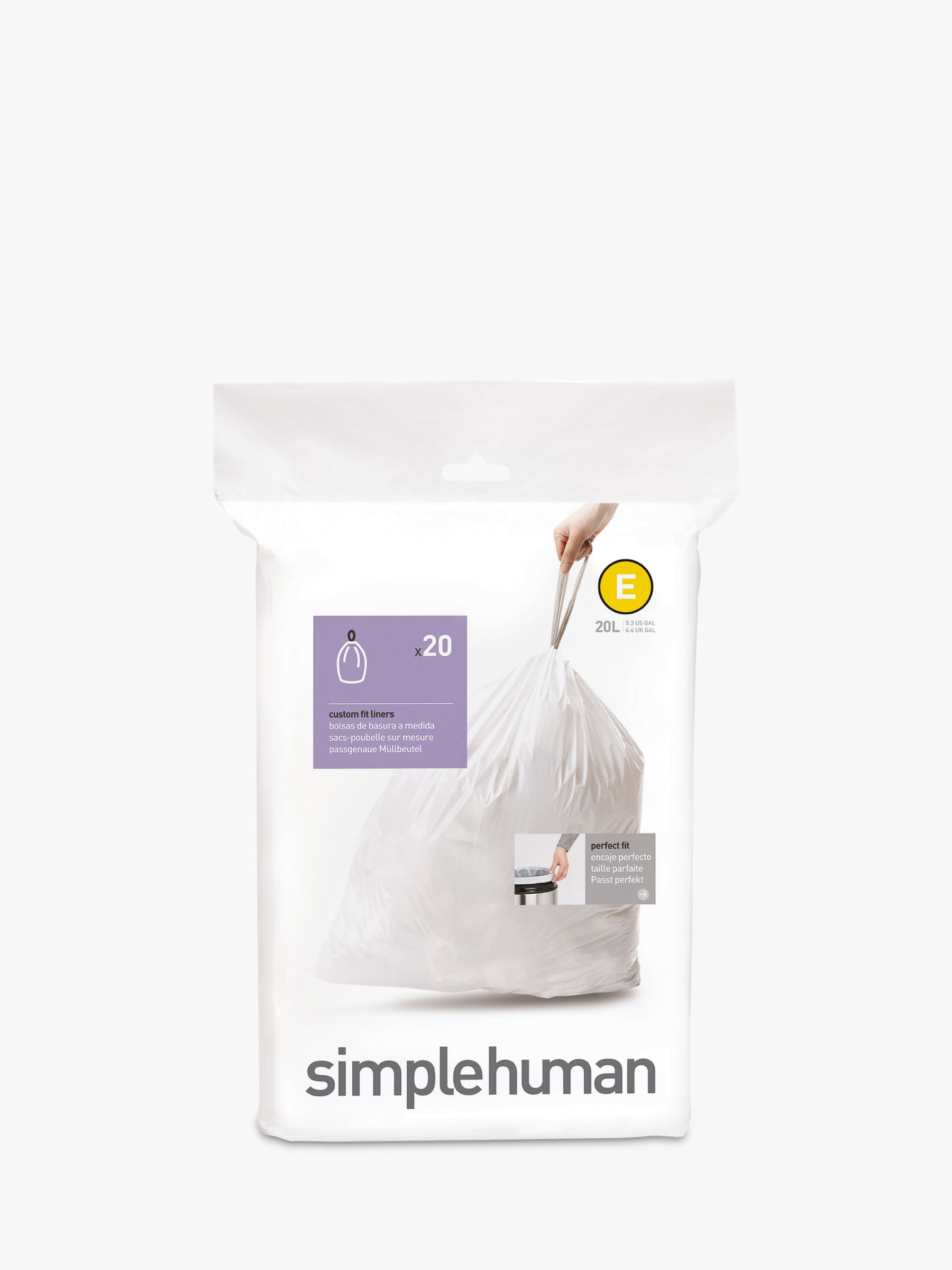simplehuman Teardrop/Butterfly Bin Bags, Box of 20