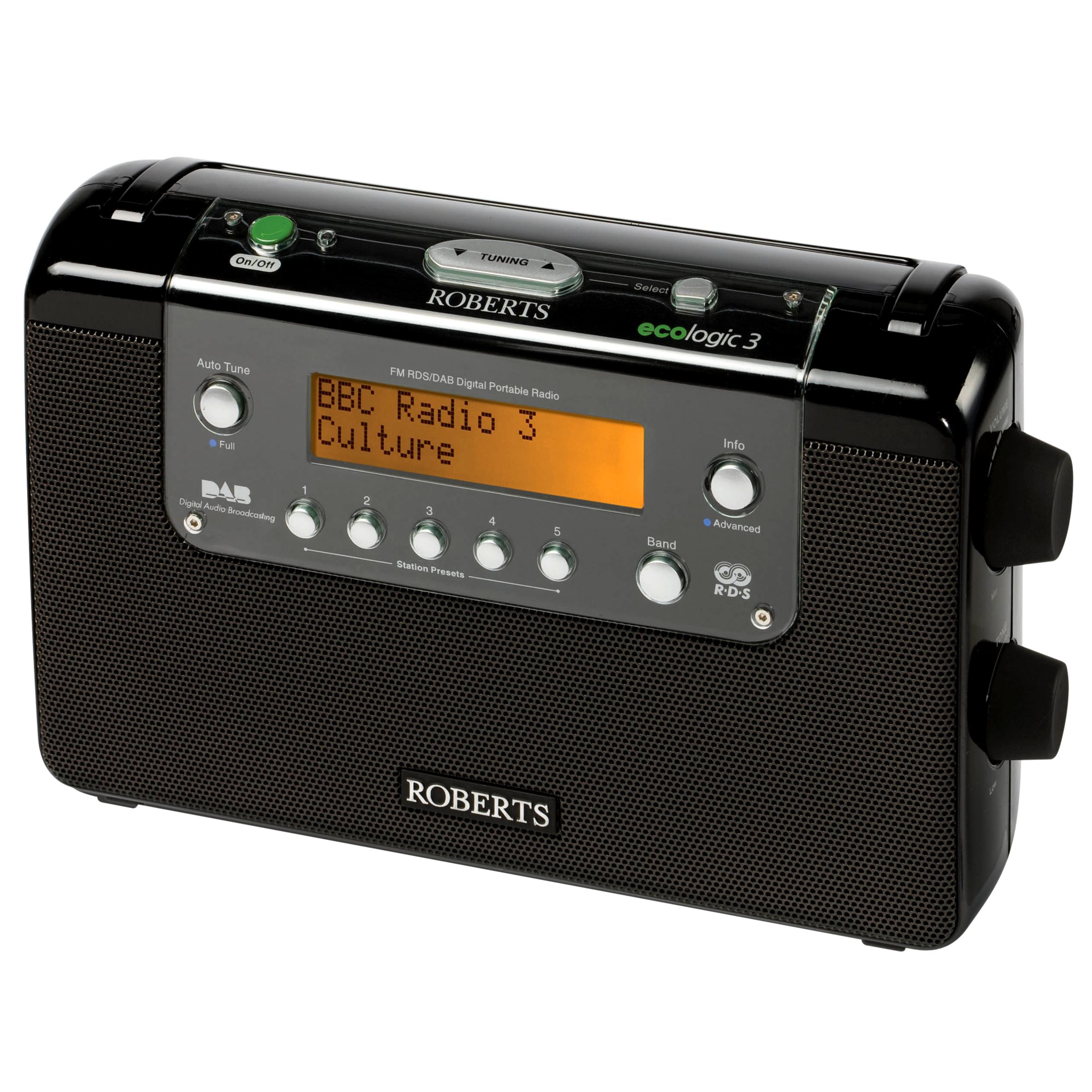 ROBERTS ecologic 3 DAB Digital Radio, Black ROBERTS ecologic 3 DAB Digital Radio, Black