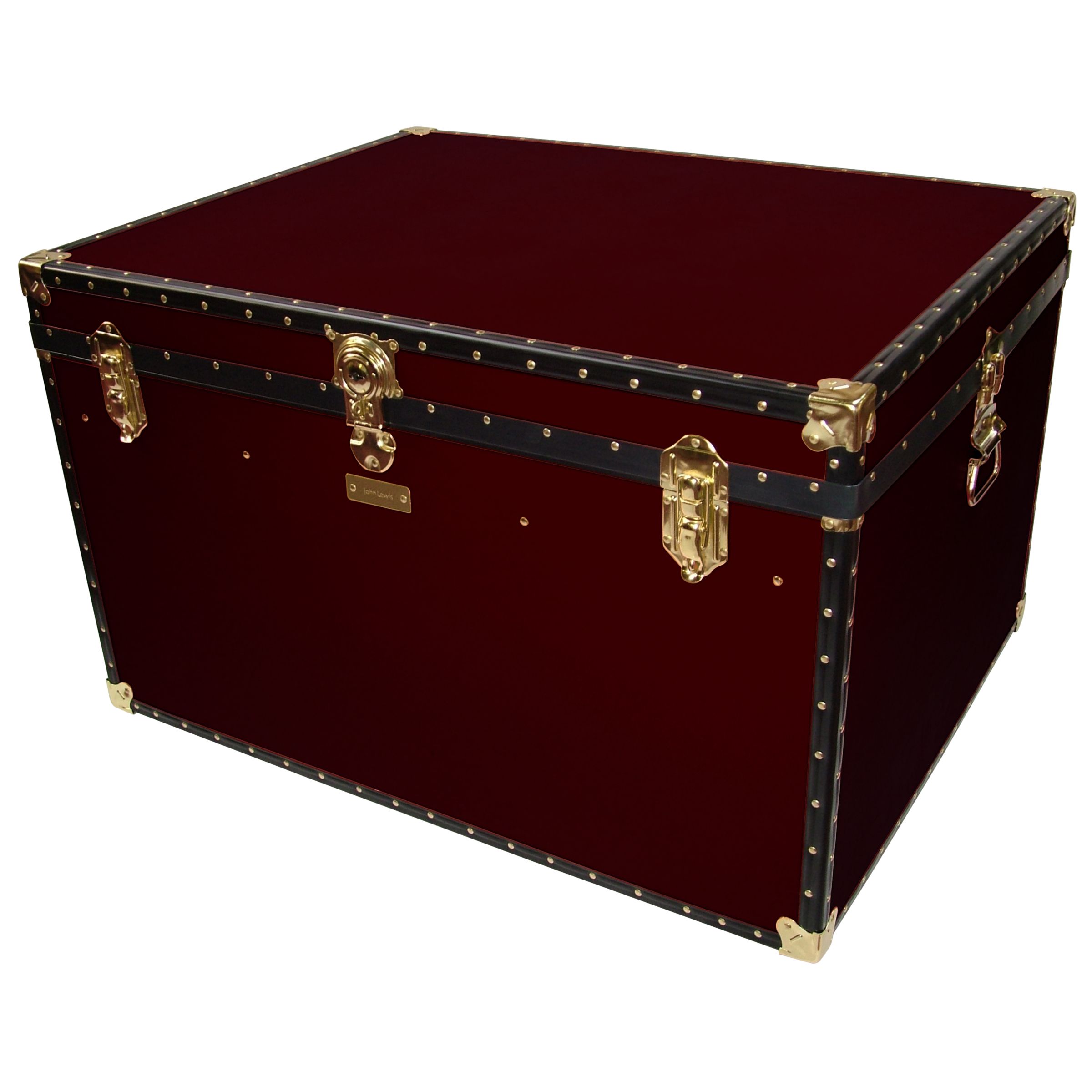 John Lewis Traditional Jumbo Trunk, Burgundy at John Lewis