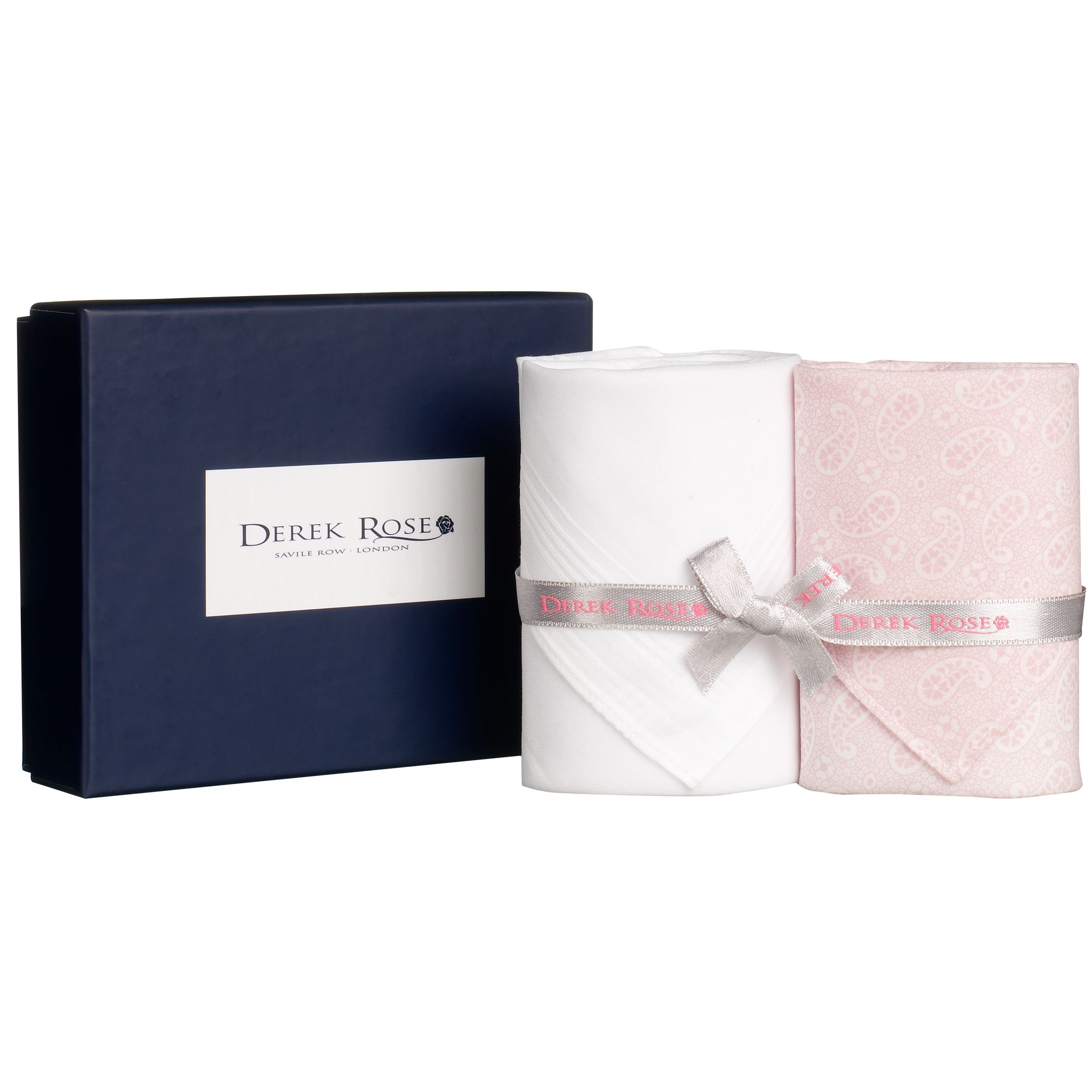 Derek Rose Hankerchiefs WhitePink One Size