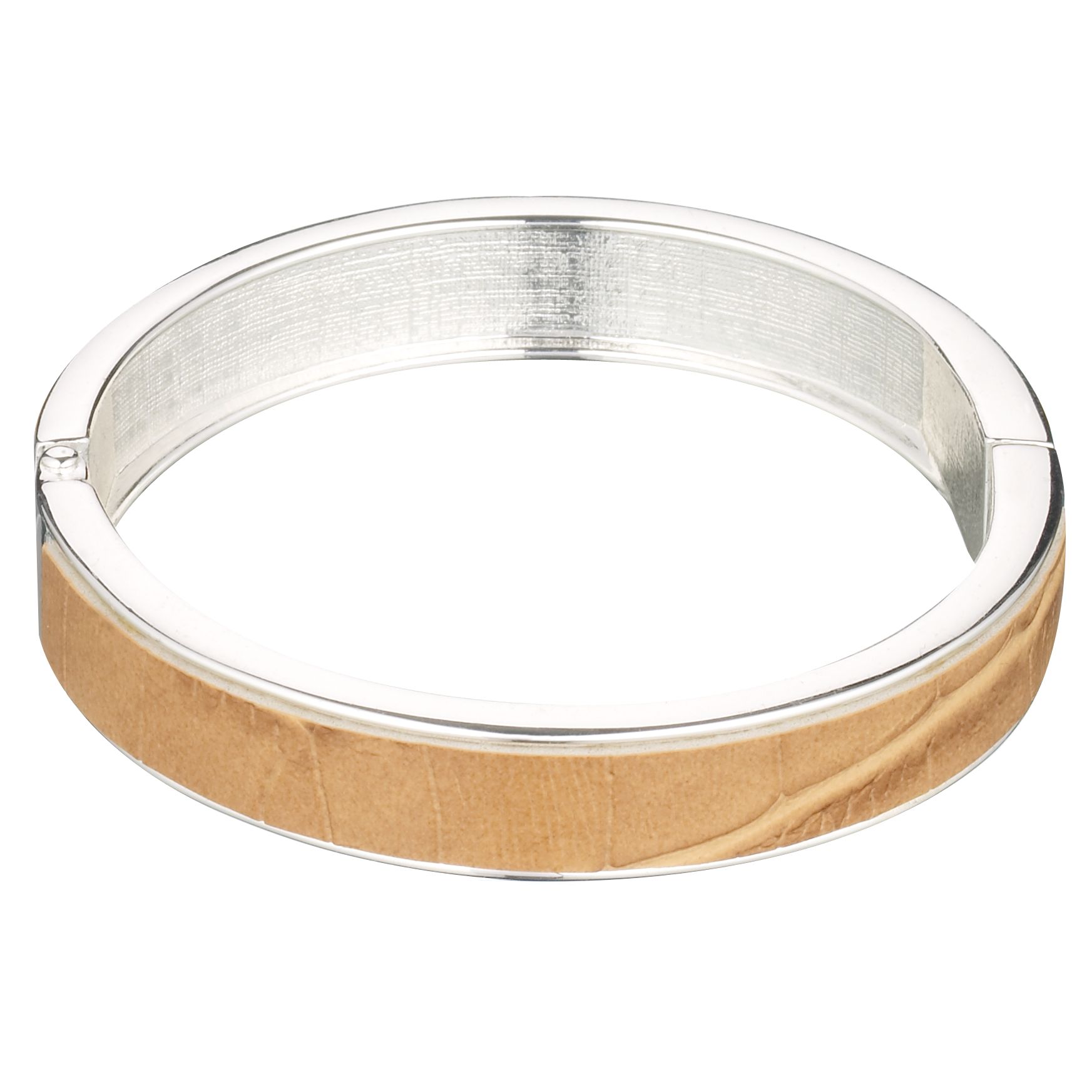 John Lewis Premium Thin Animal Print Bangle, Silver/Bronze