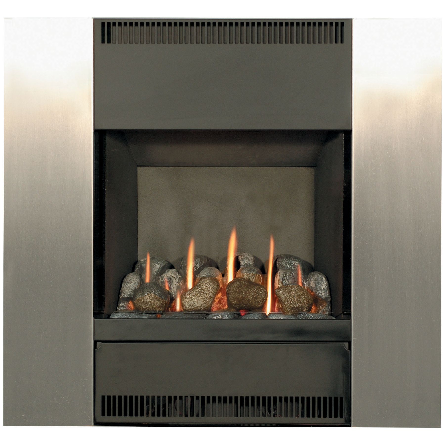 Burley Flueless Gas Fire, Image 4237-R, Brushed Steel
