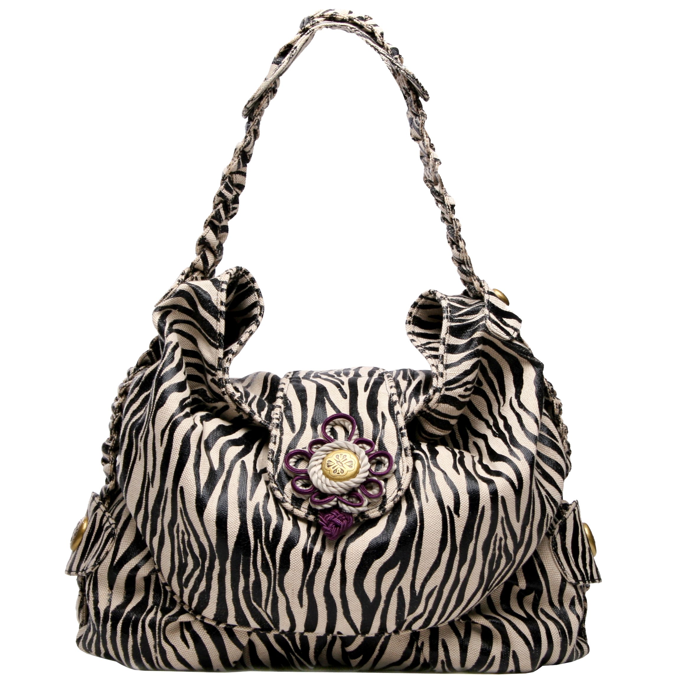 Mischa Barton Leonie Zebra Slouch Handbag, Black/Cream