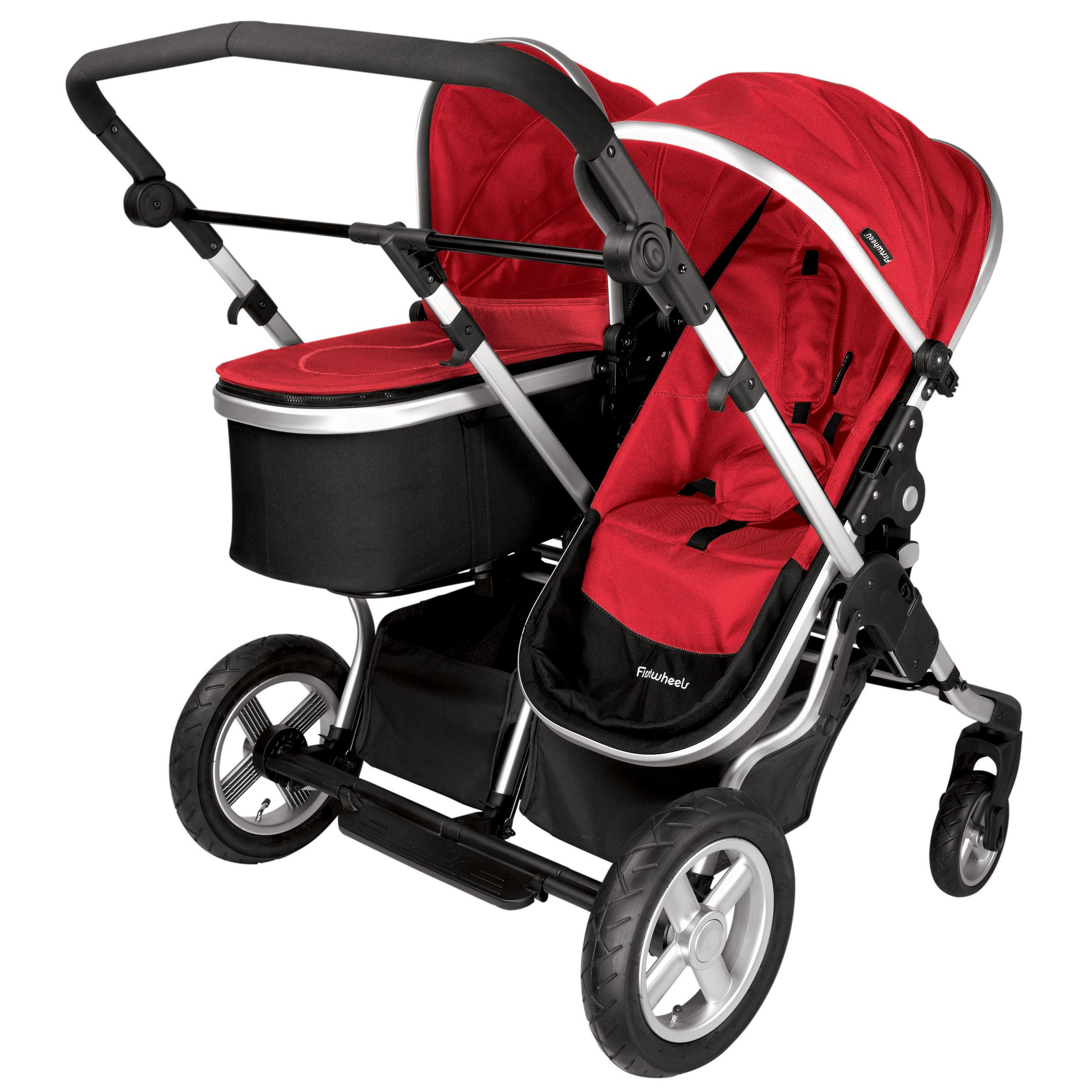 First Wheels City Twin Pushchair, Red at John Lewis