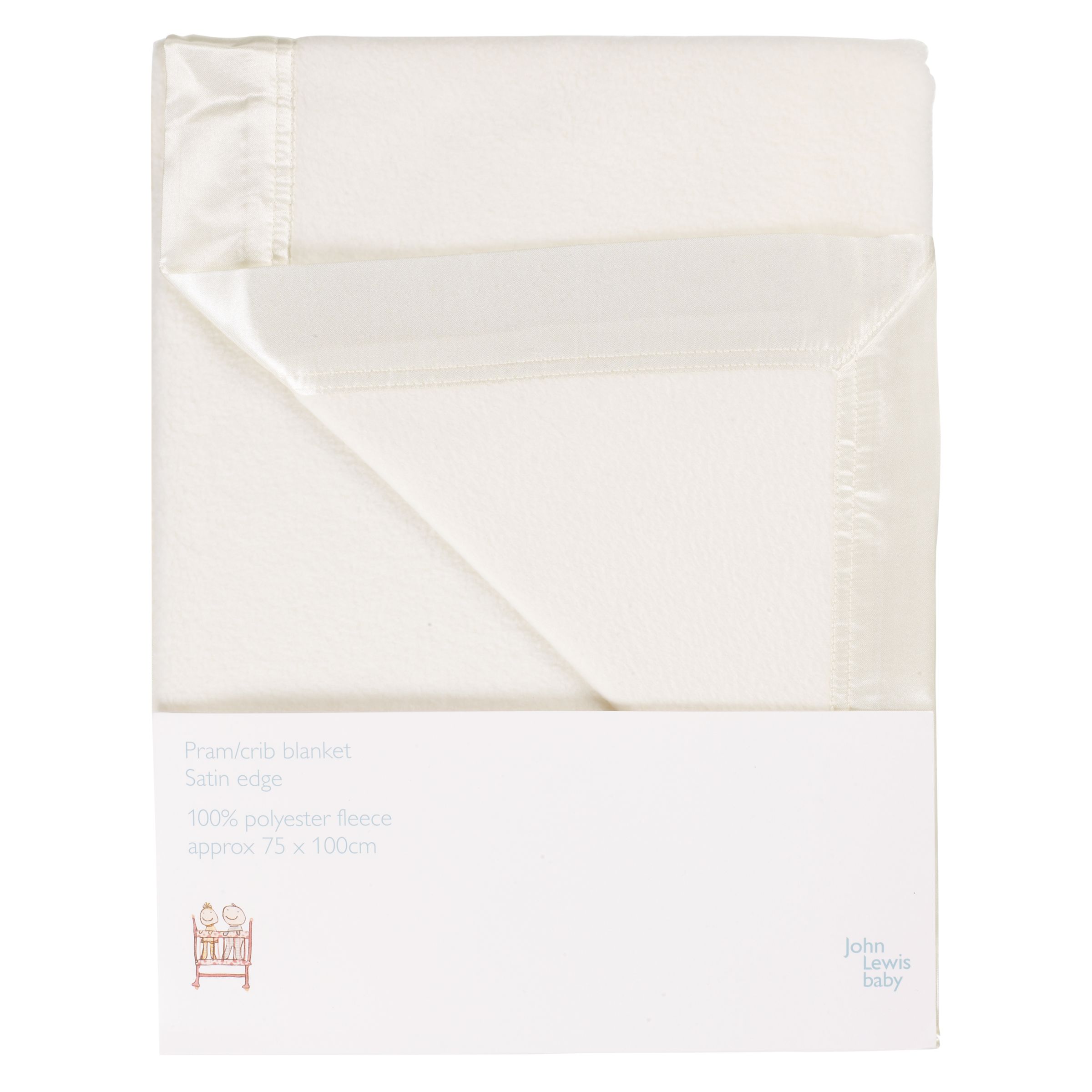 John Lewis Pram/Crib Satin Edge Blanket, Cream