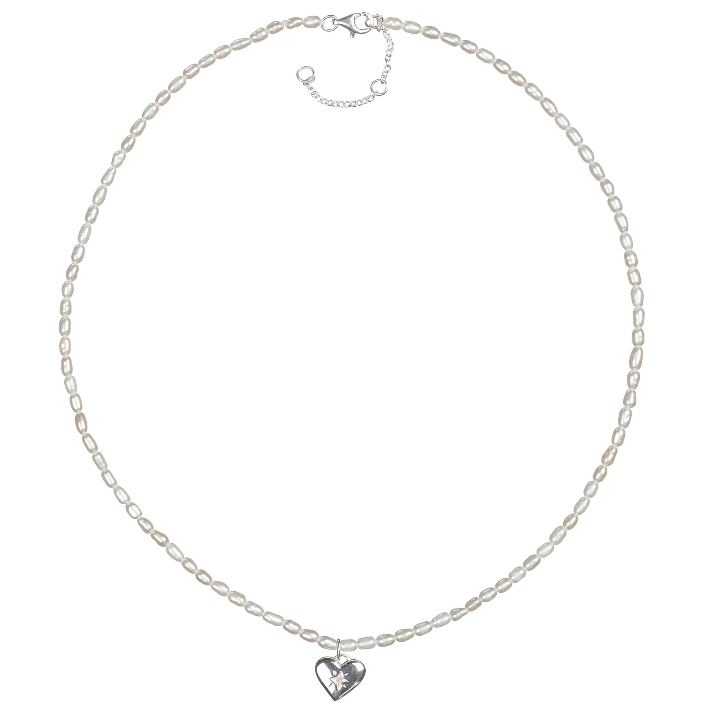 John Lewis Pearl and Sterling Silver Heart