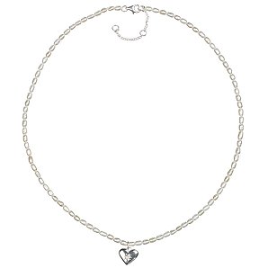 John Lewis Pearl and Sterling Silver Heart