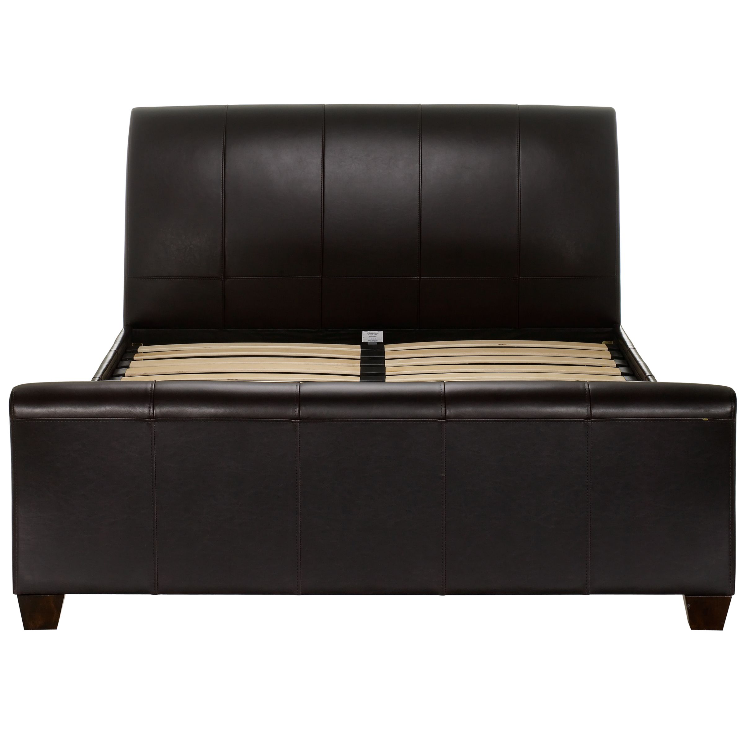 John Lewis Kinsey Leather Bedstead, Chocolate, Super Kingsize at John Lewis