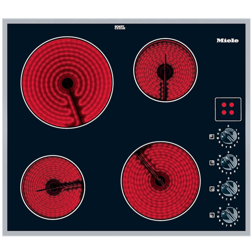 Miele KM520 Ceramic Hob, Black/Stainless Steel