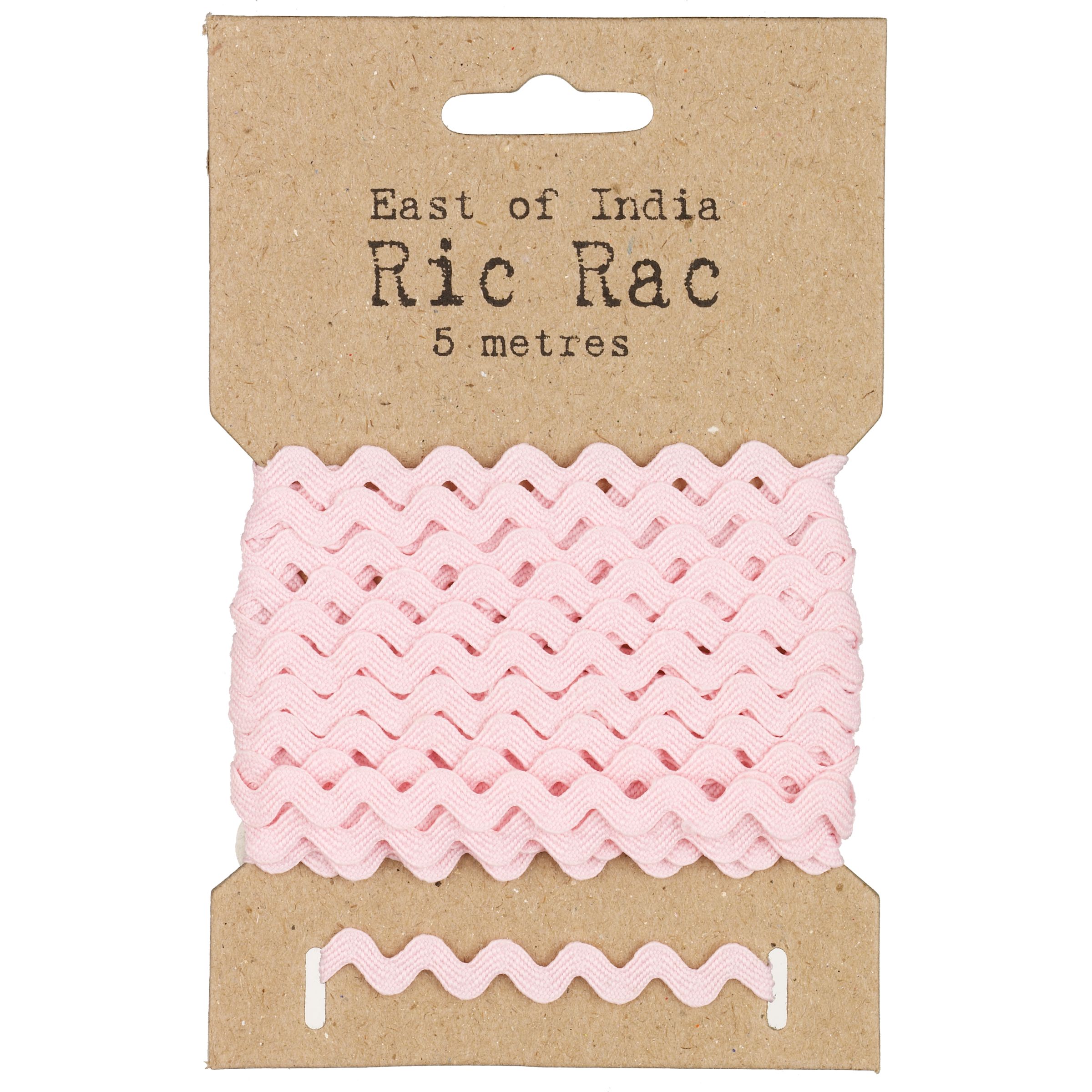 East Of India Ric Rac Ribbon, 5 Metre, Pink