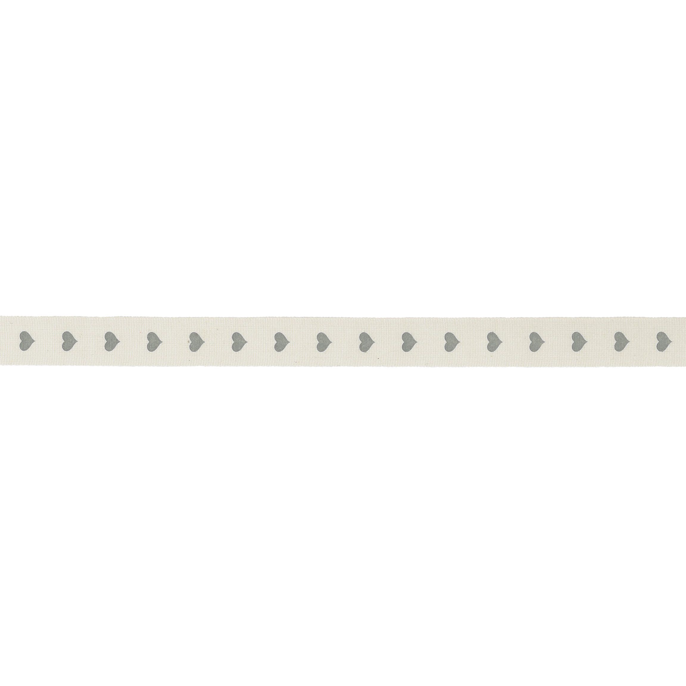 East Of India Hearts Ribbon, Grey, 3m