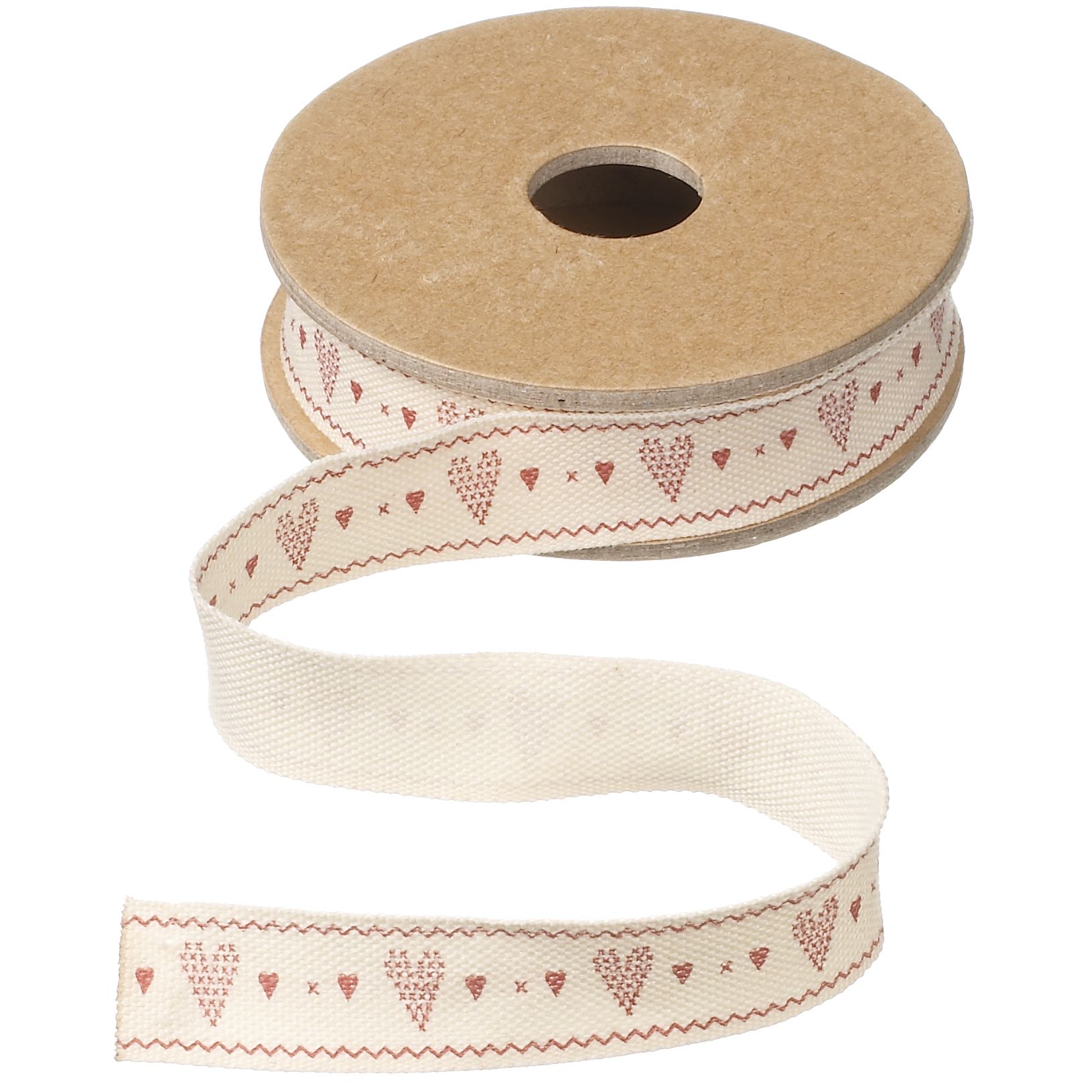 East Of India Hearts Ribbon, Grey, 3m