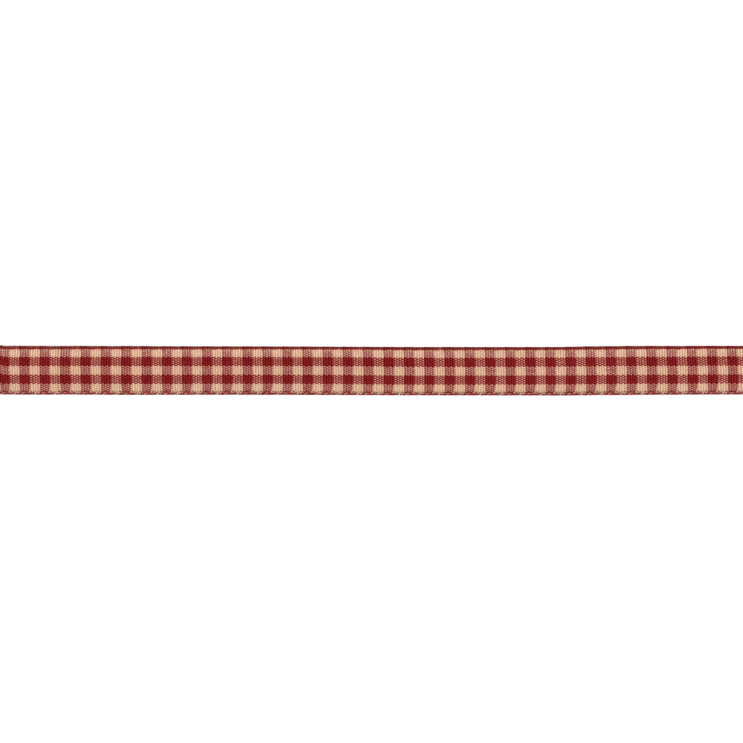 East Of India Gingham Ribbon, Red, 3m