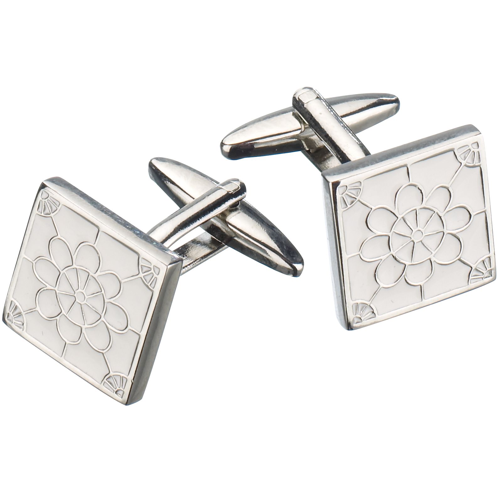 John Lewis Big Day Square Cufflinks, White