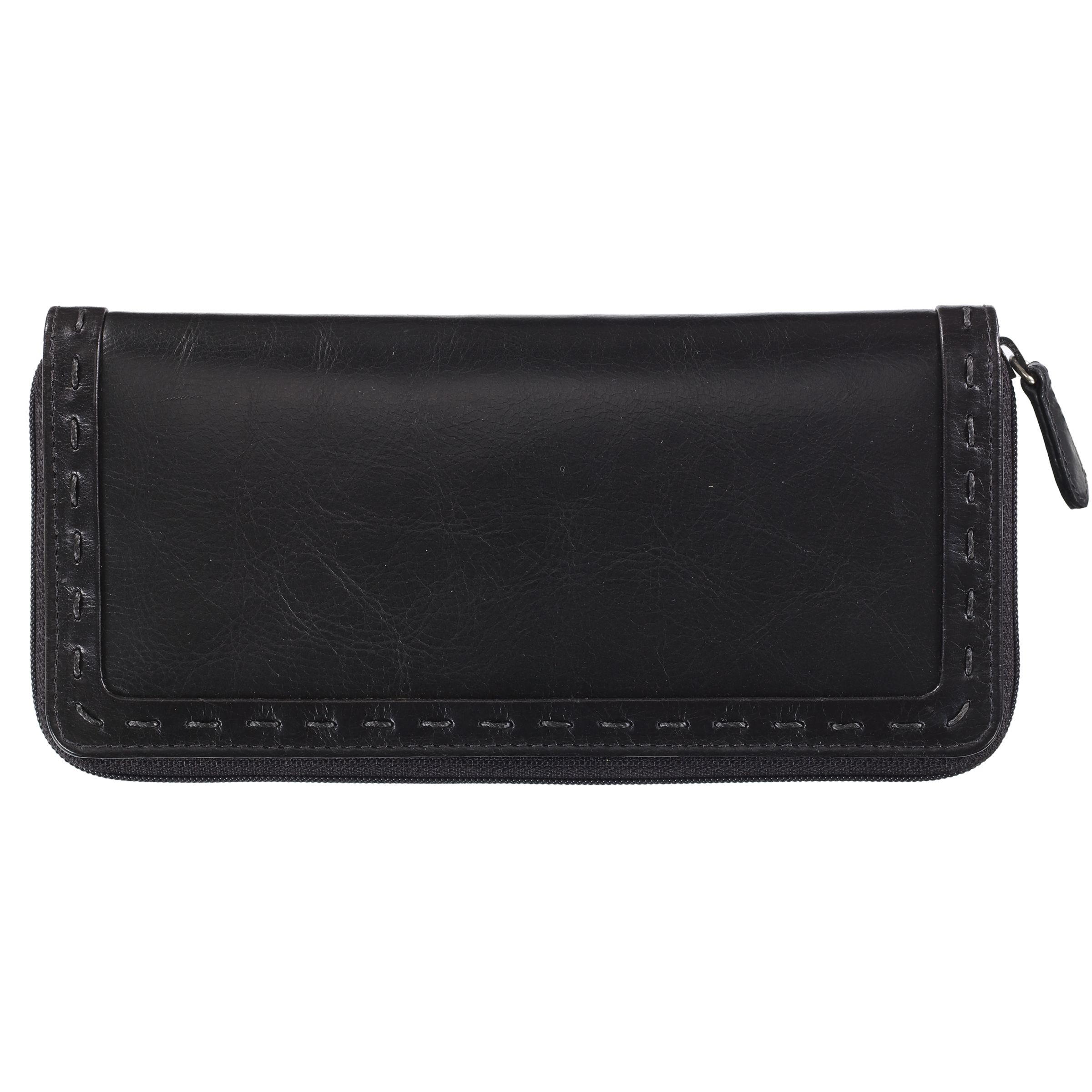 John Lewis Large Zip Around Purse, Black