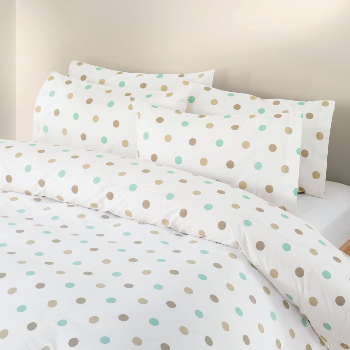 John Lewis Multi-Spot Standard Pillowcase, Beige