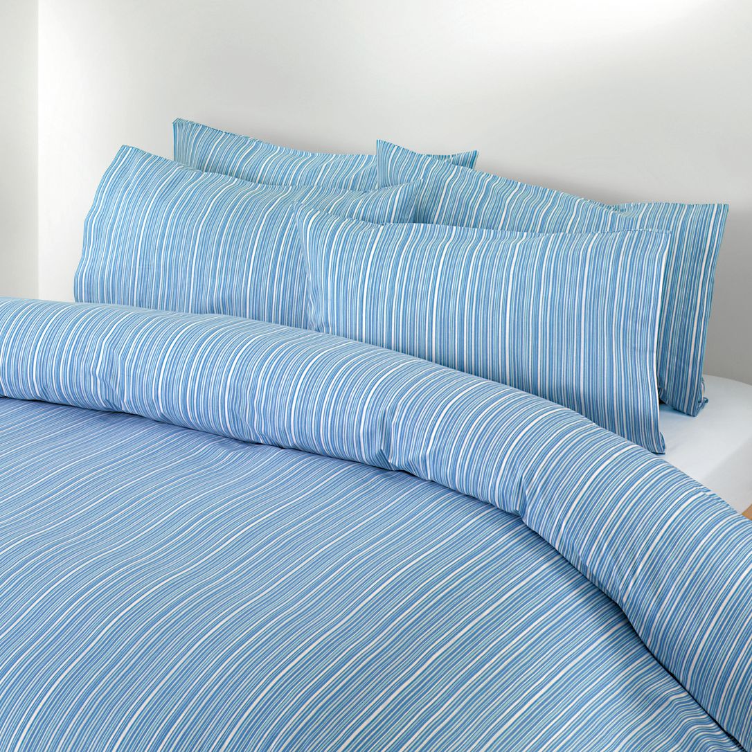 John Lewis Multi-Stripe Standard Pillowcase, Blue