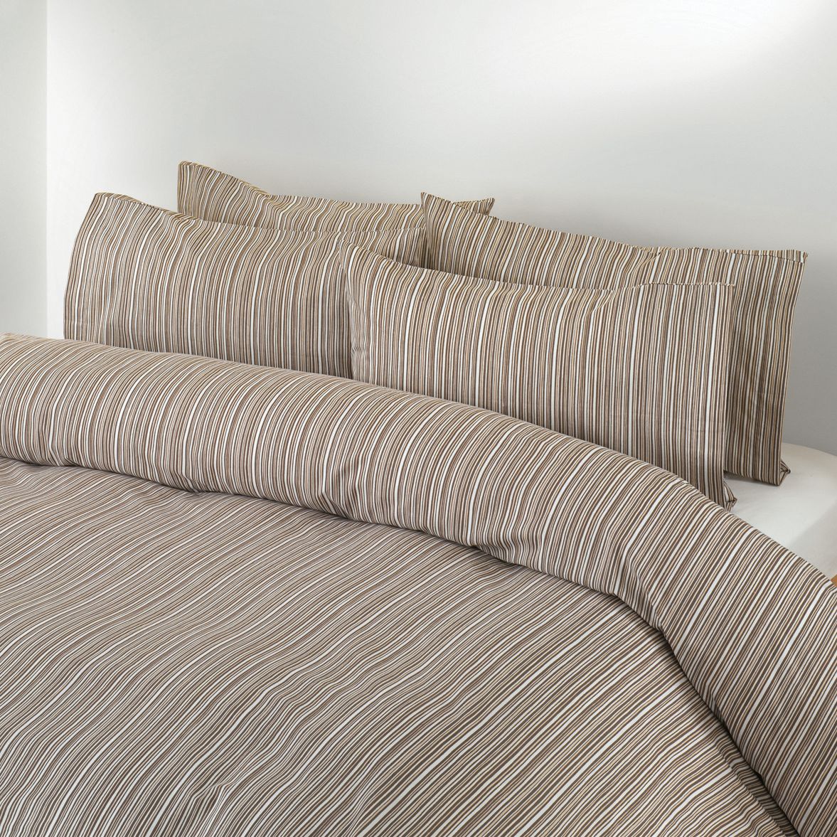 John Lewis Multi-Stripe Standard Pillowcase, Beige