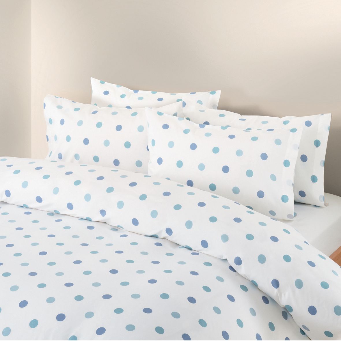 John Lewis Multi-Spot Standard Pillowcase, Blue / White