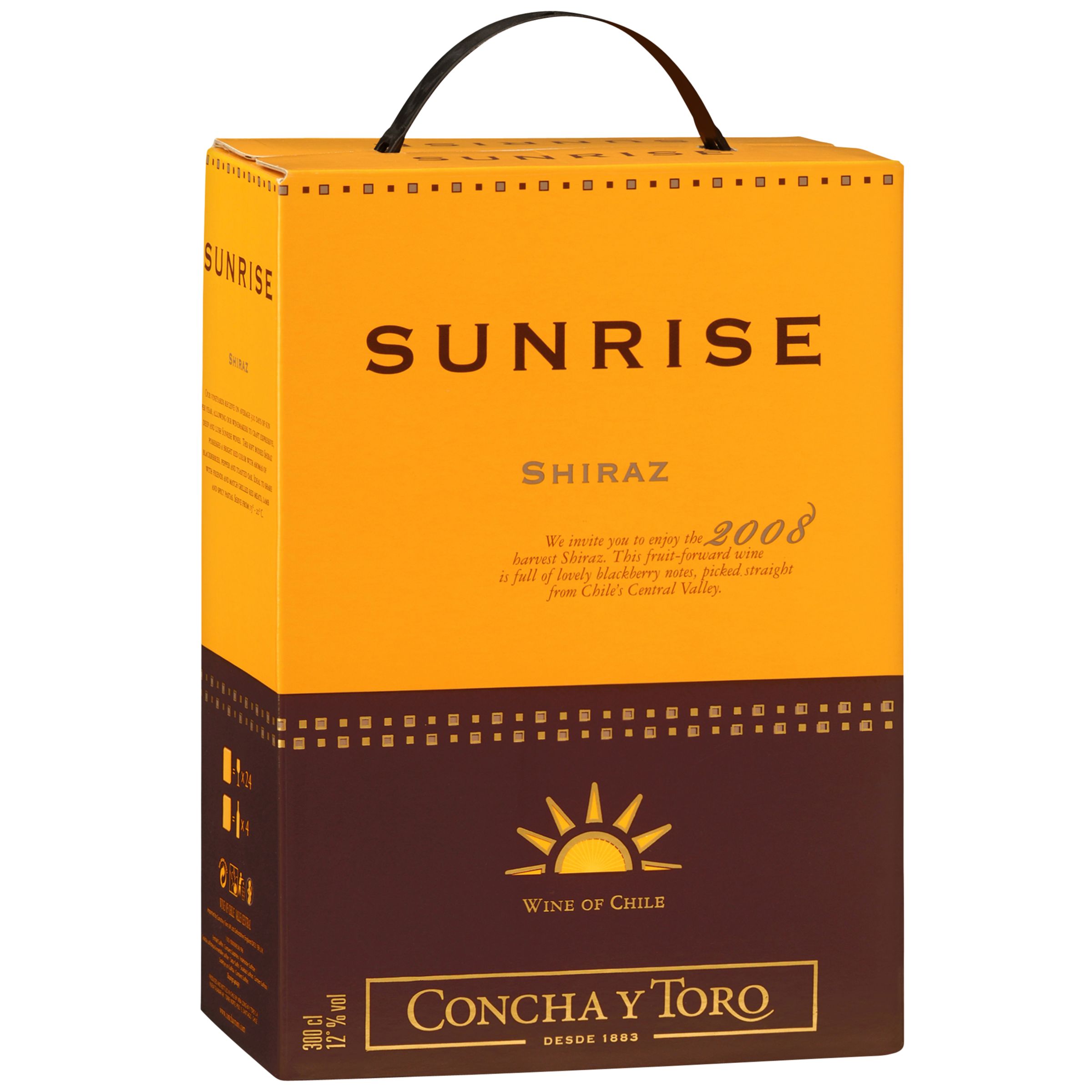 Concha y Toro Sunrise Shiraz 2008 Central Valley Chile 3 Litre Box Pack of 4 Boxes