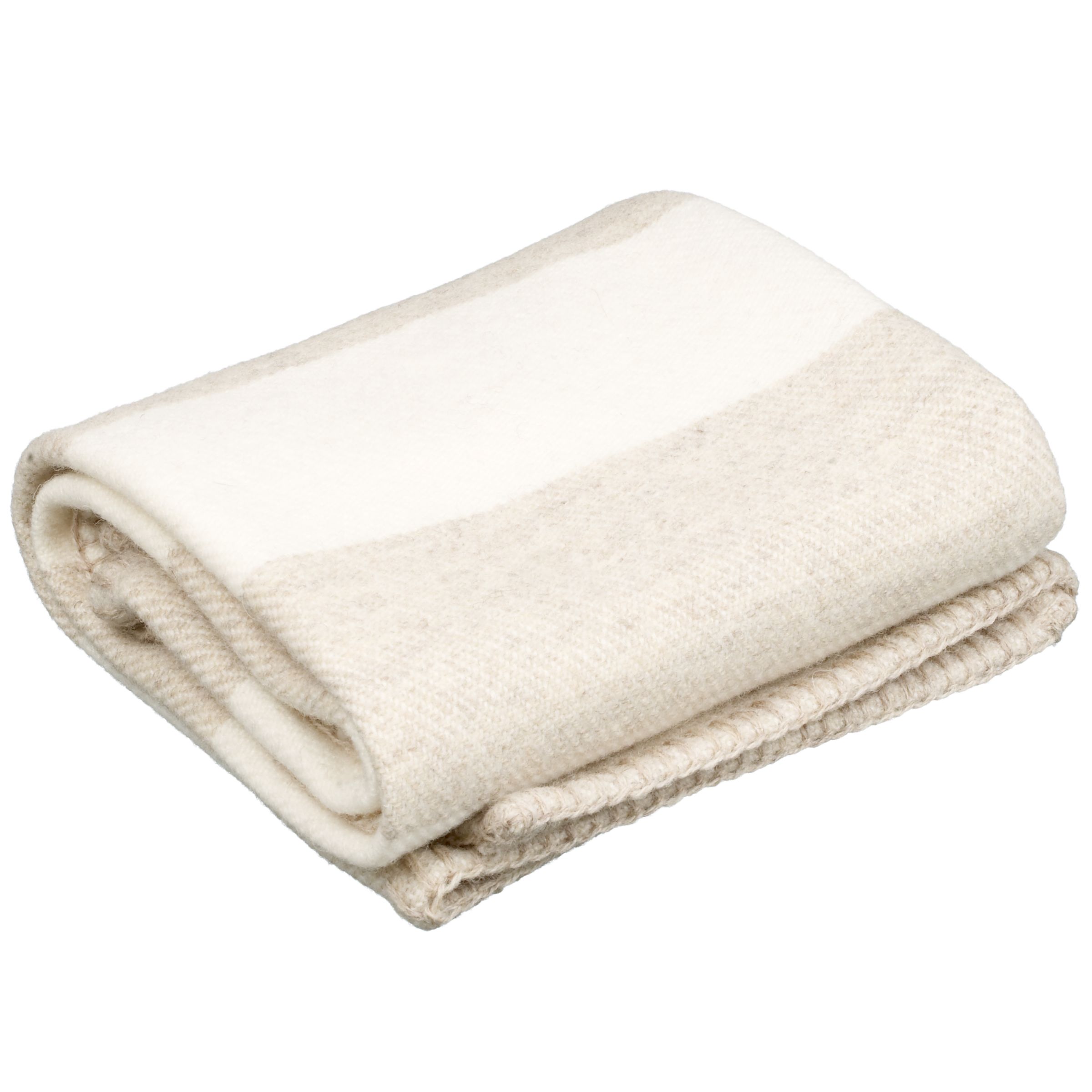 John Lewis Melin Tregwynt Broad Stripe Blanket, Oatmeal