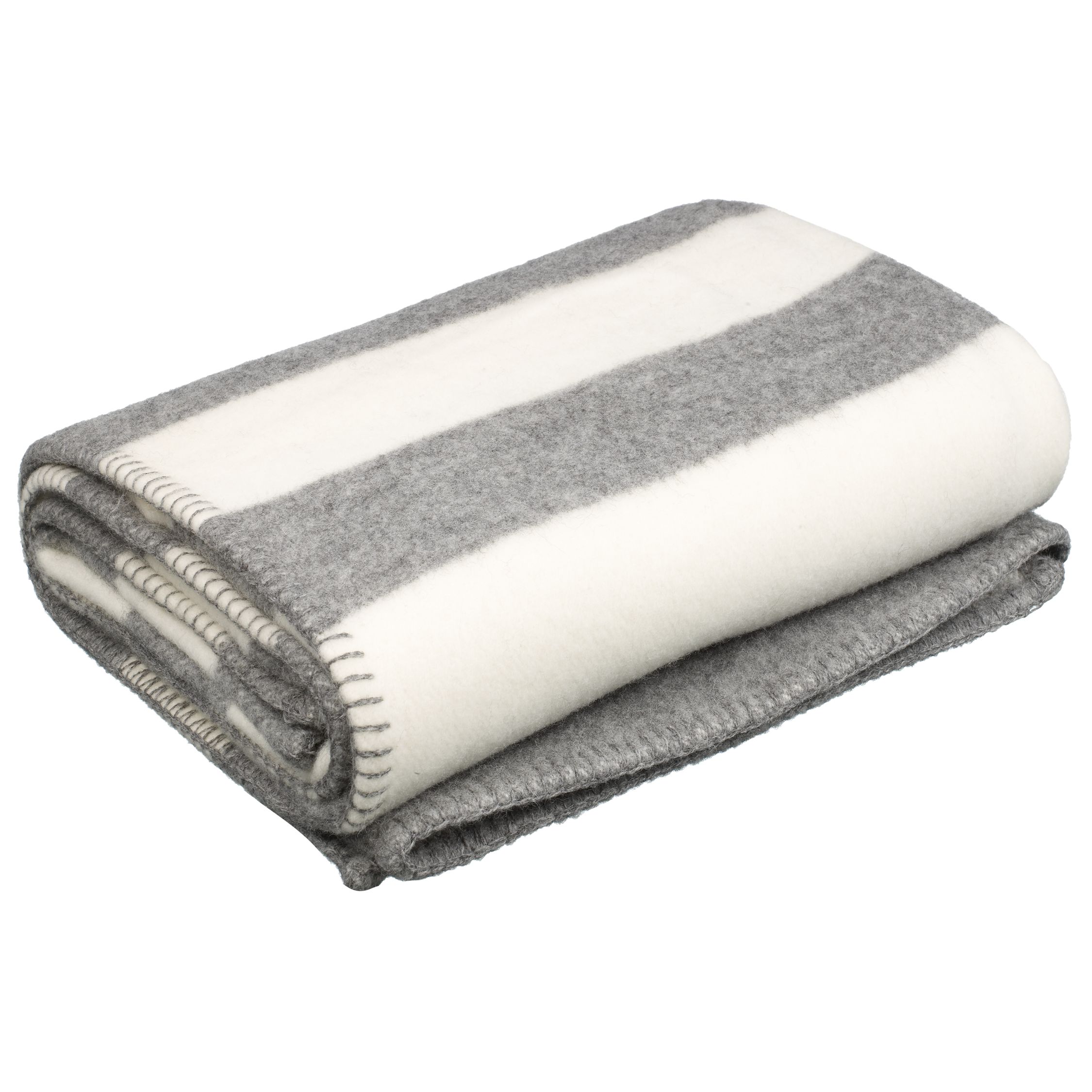 John Lewis Melin Tregwynt Broad Stripe Blanket, Grey