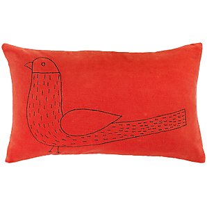 John Lewis Becky Bird Cushion, Orange, One size