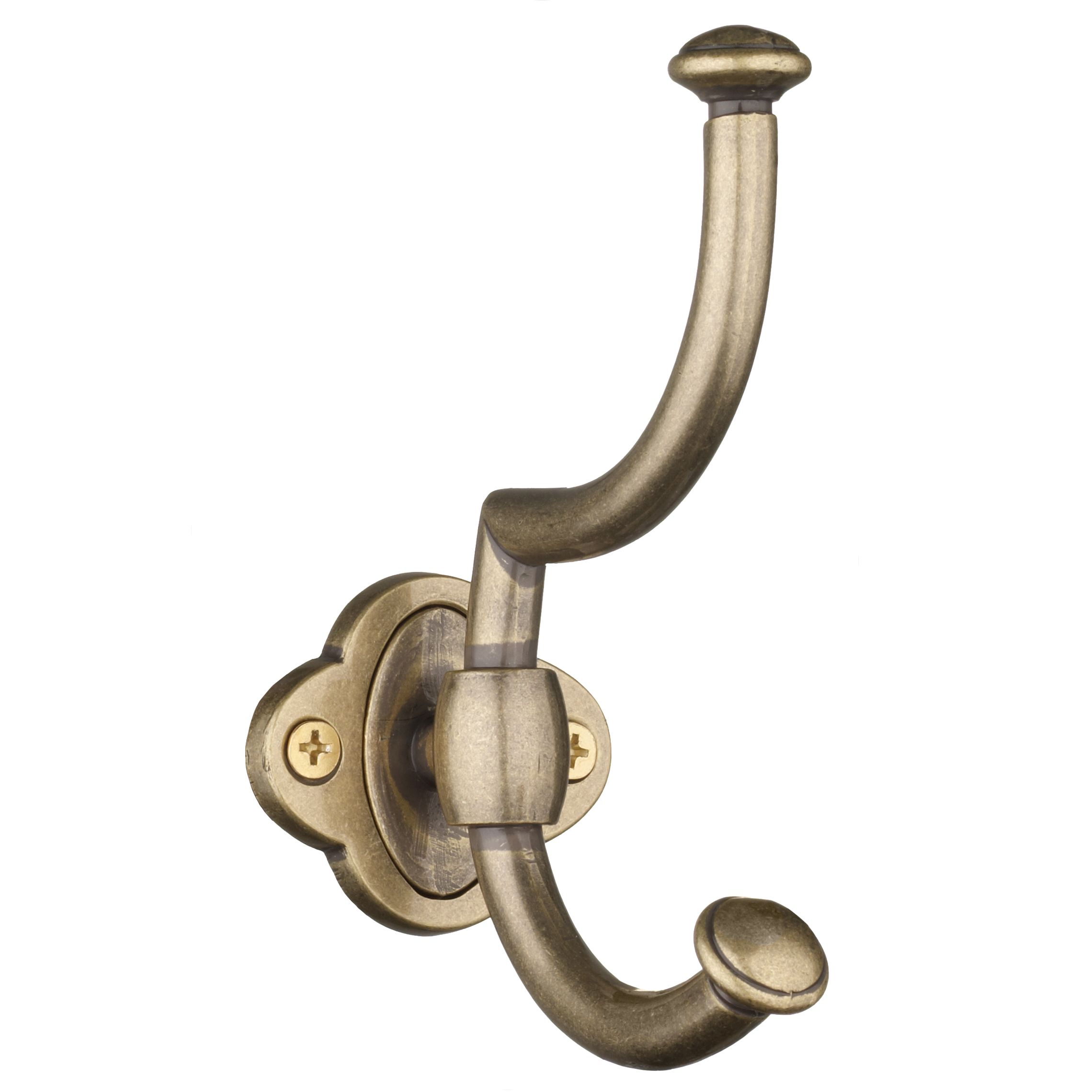 John Lewis Twin Hat and Coat Hook, Brass, L125mm