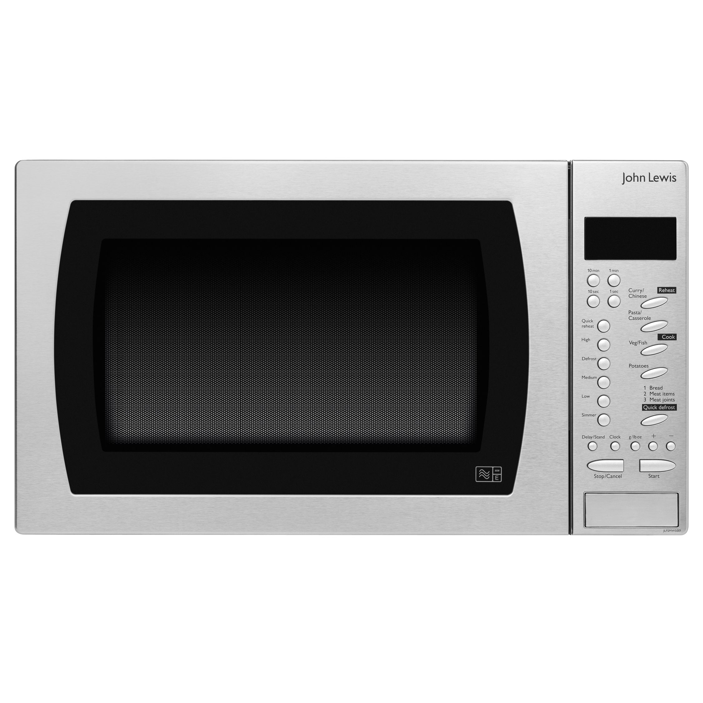 John Lewis JLFSMWS001 Solo Microwave, Stainless Steel
