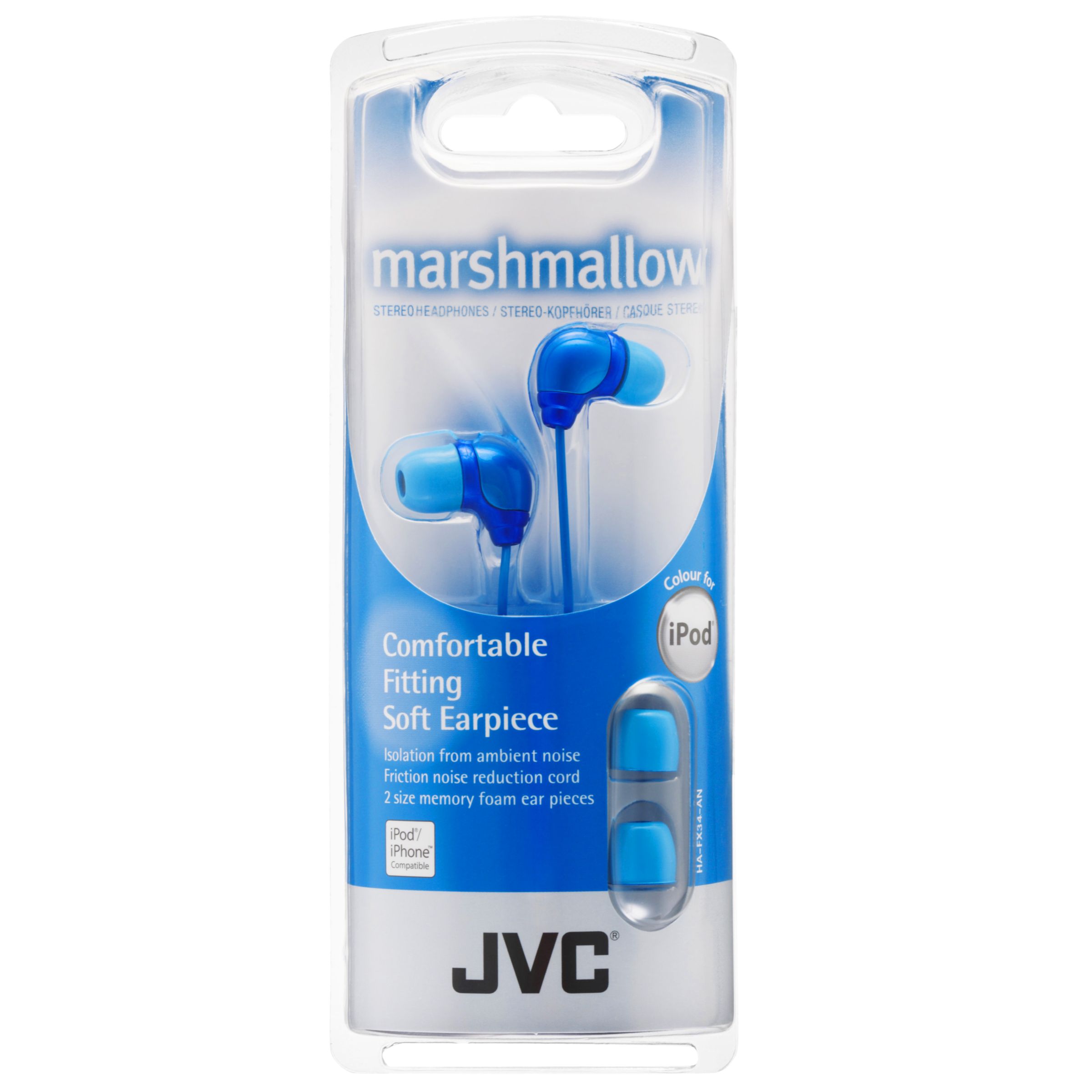 JVC HAFX34ANE InEar Marshmallow Headphones Blue