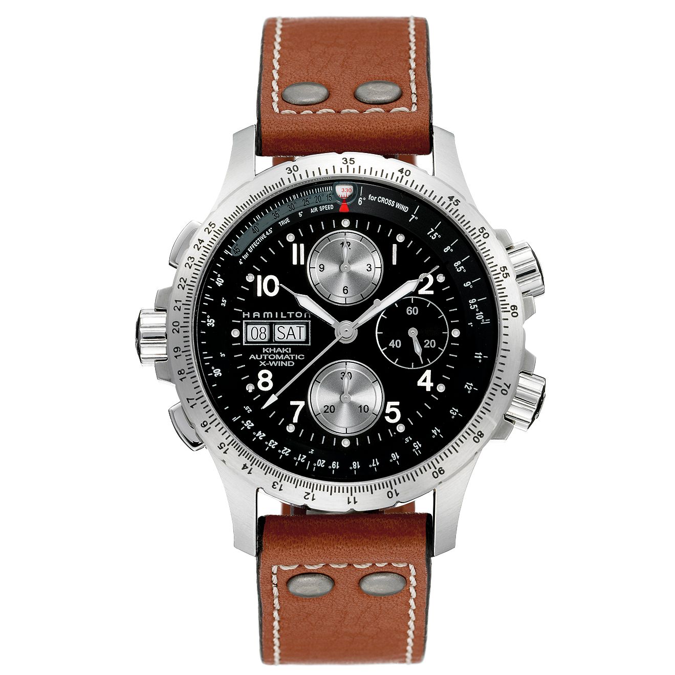 Hamilton H76616533 Men's Khaki X-Wind Chronograph Watch, Chestnut at JohnLewis