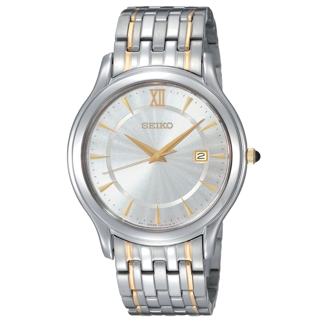 Seiko SKK671P1 Men's 2 Tone Bracelet Watch, Silver