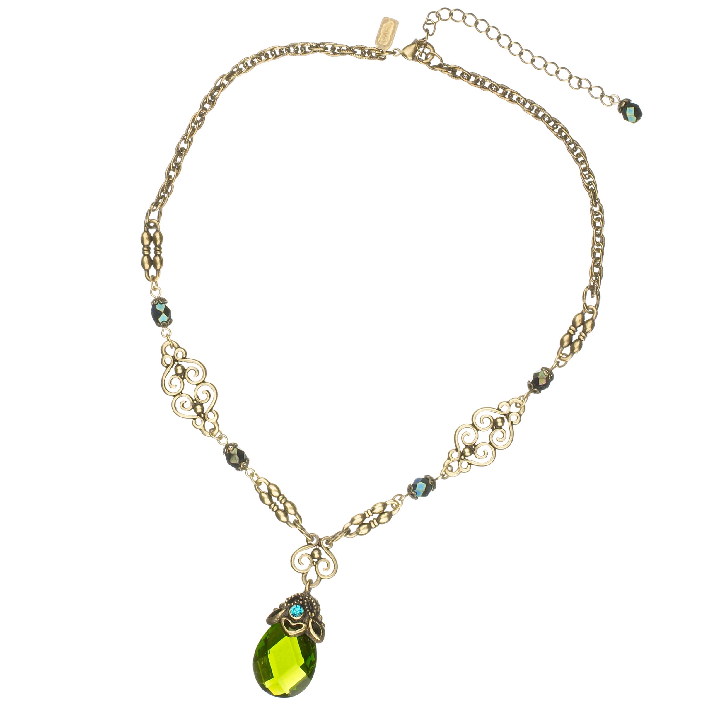 1928 Byzantium Briolette Necklace Green
