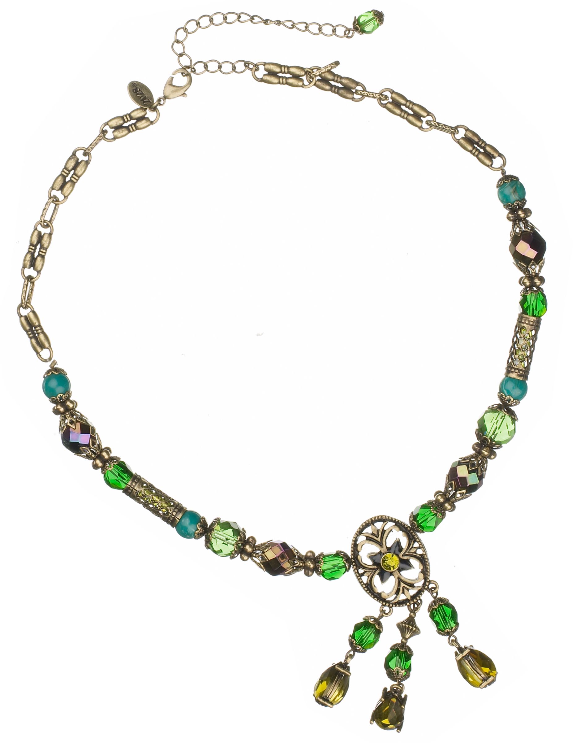 1928 Byzantium Bead Necklace Green