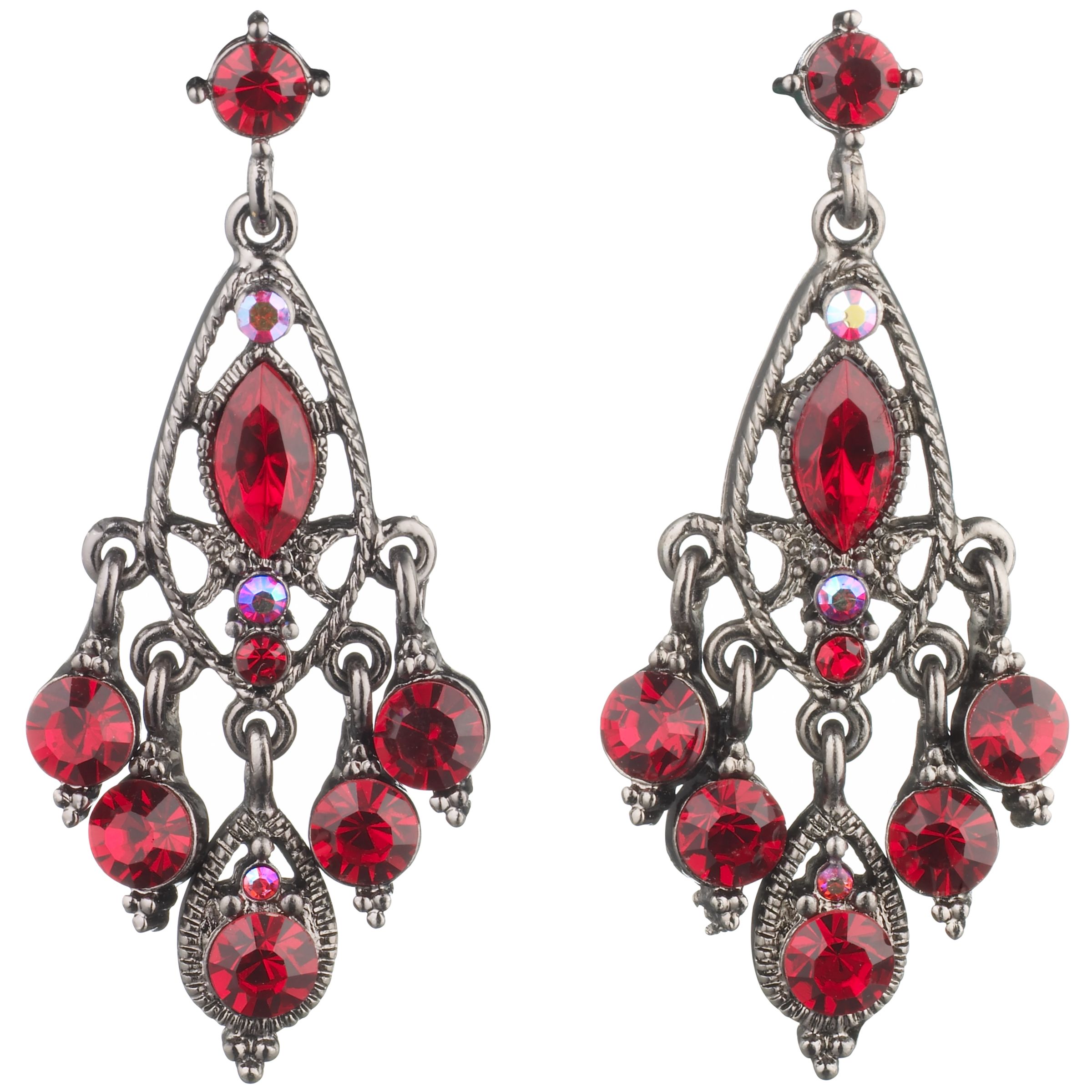 1928 Siam Beaded Chandelier Earrings Red