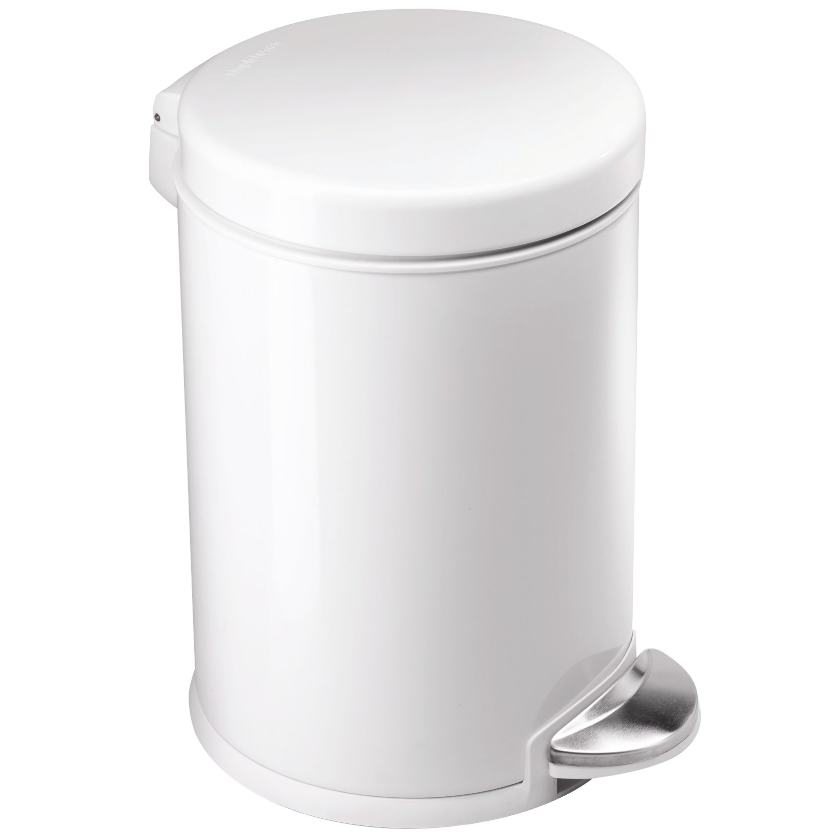 simplehuman Semi-Round Pedal Bin, White, 3L