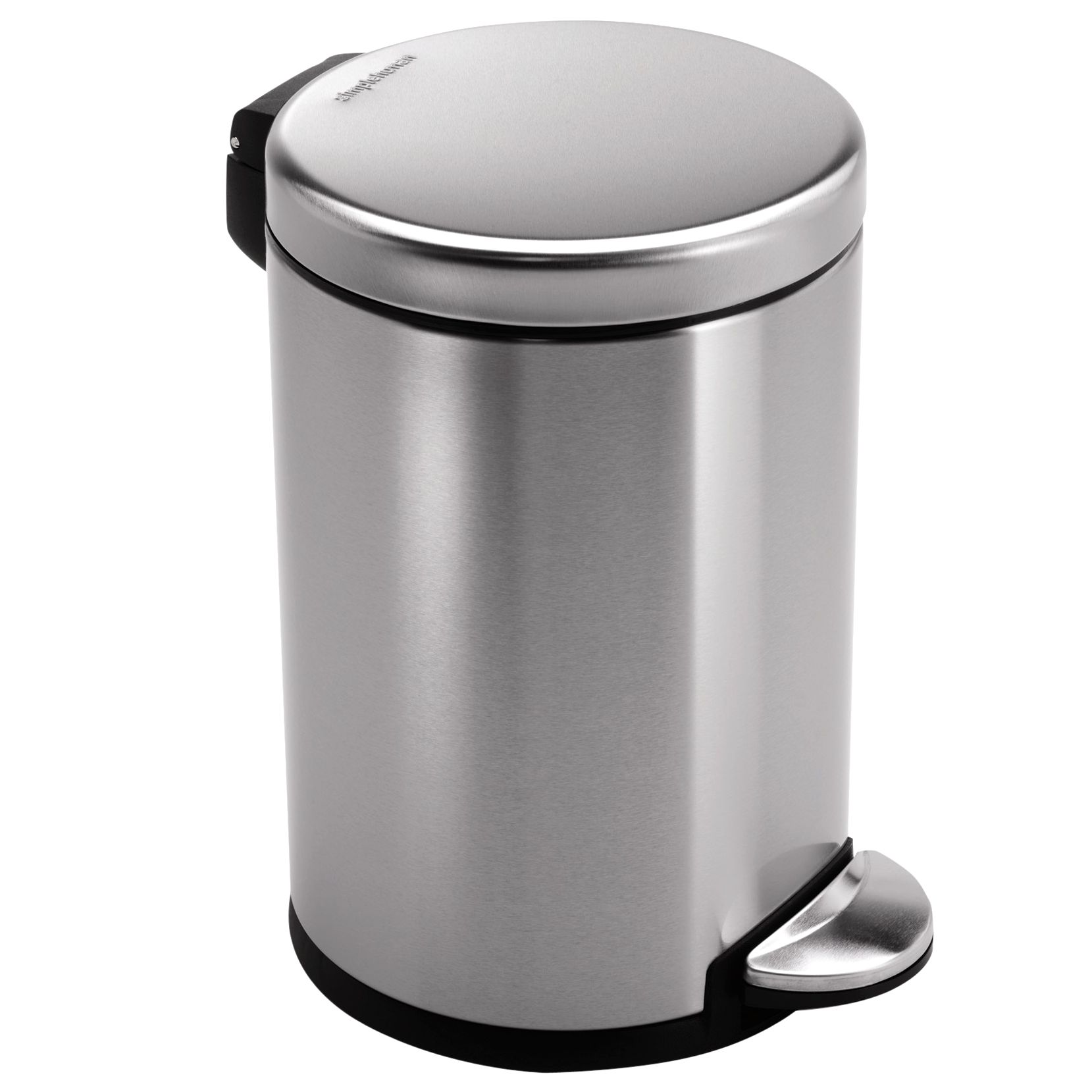 simplehuman Mini Round Pedal Bin, Brushed Stainless Steel, 4.5L