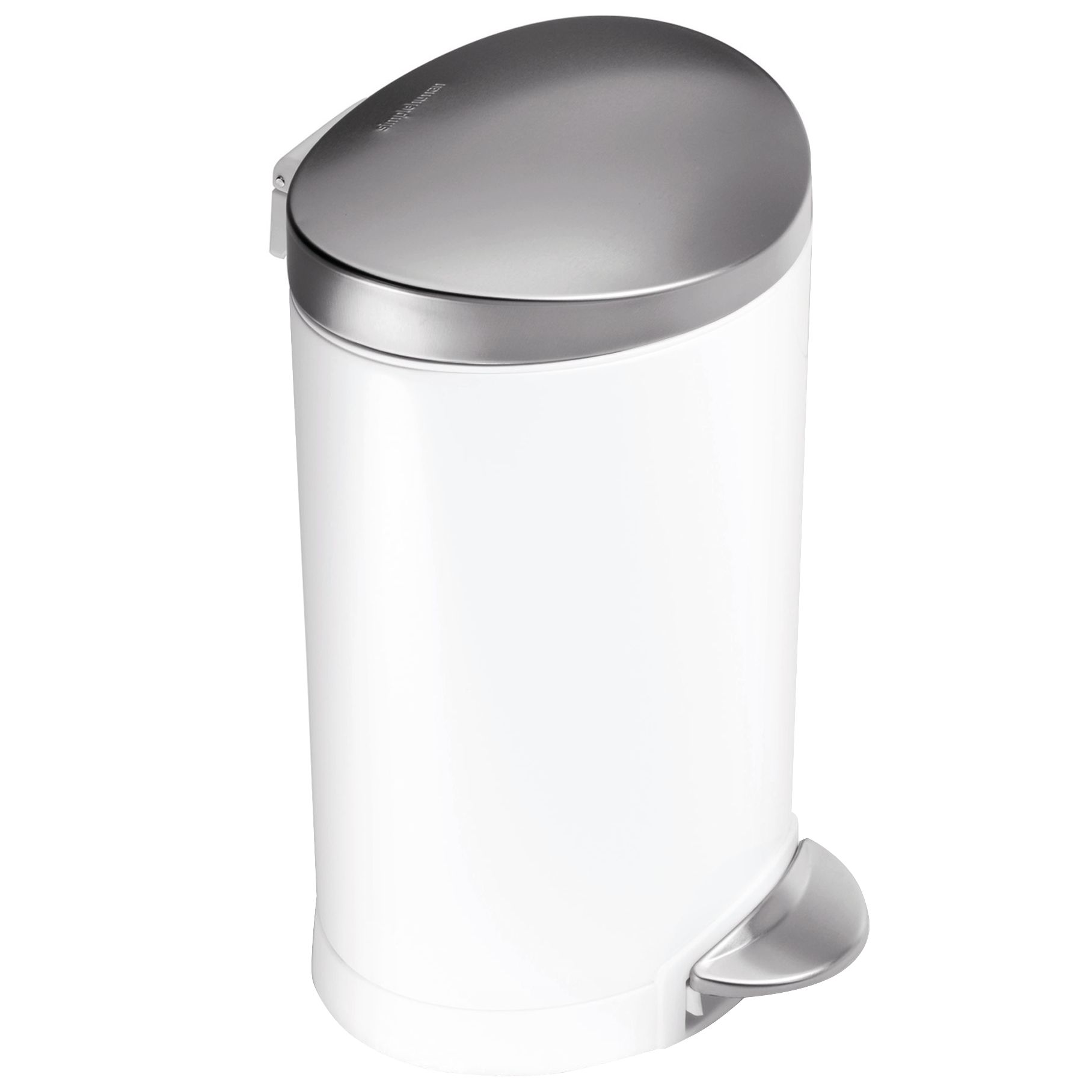 simplehuman Semi-Round Pedal Bin, White, 6L