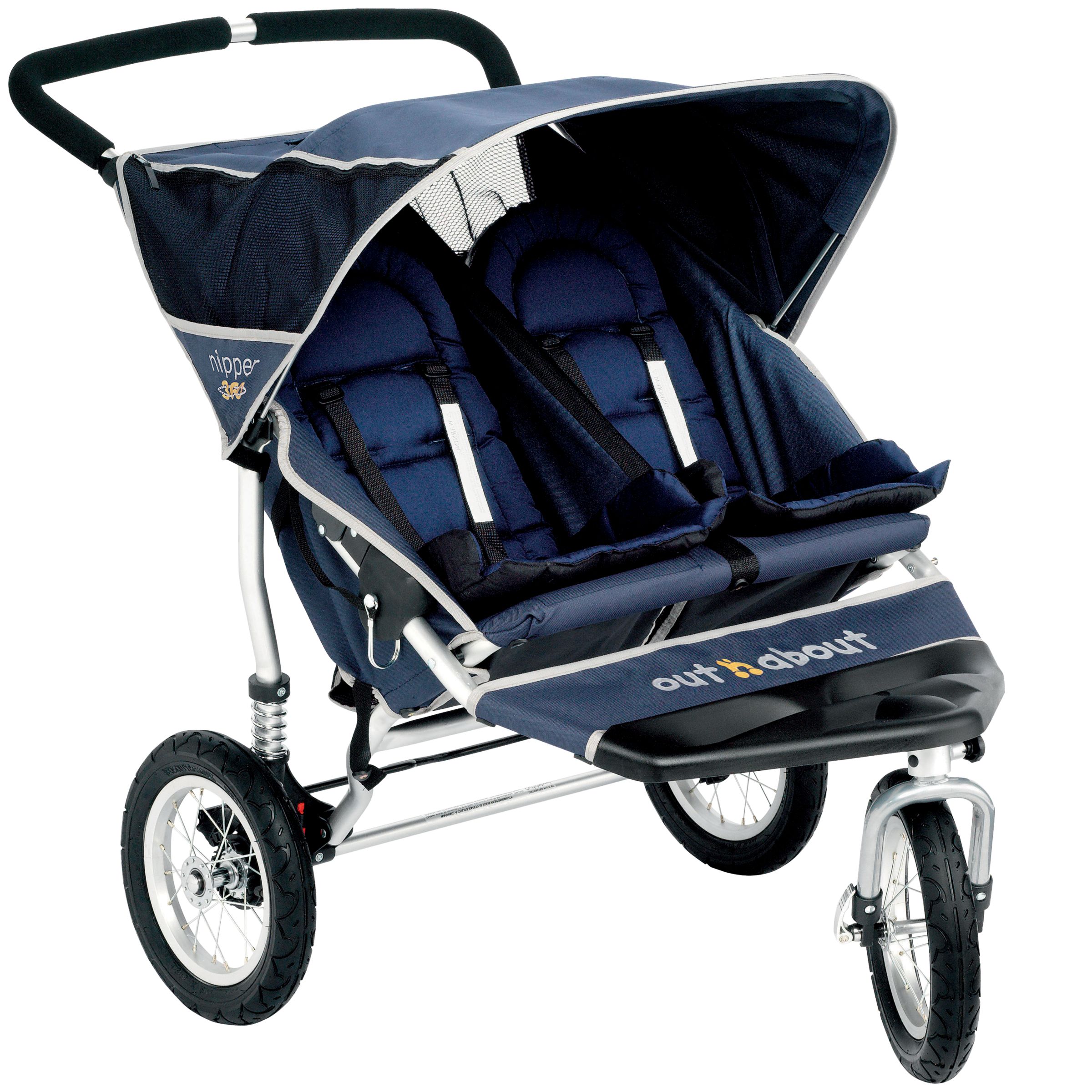 Out 'N' About Nipper Double Pushchair 360, Blue at John Lewis