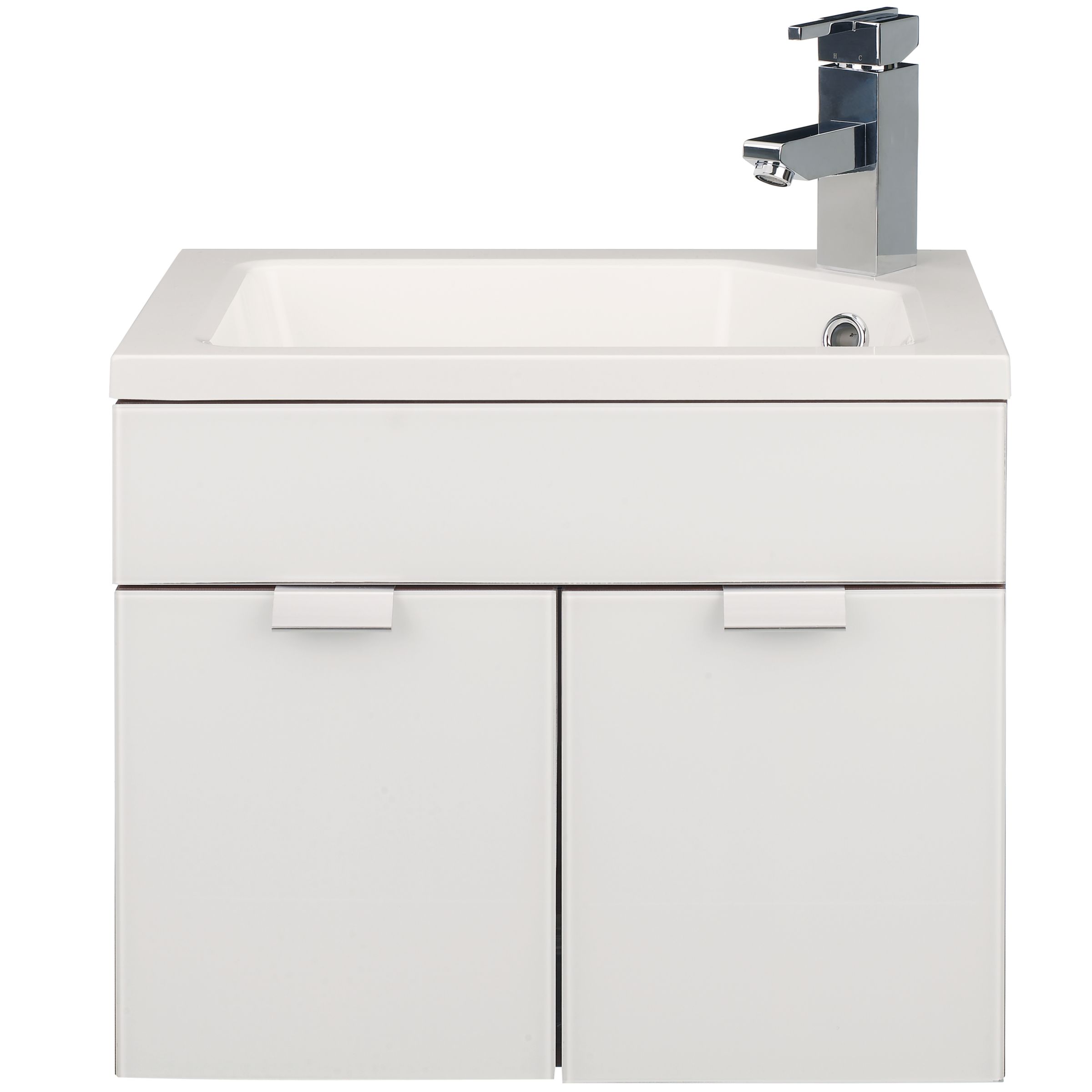 Cloakroom Double Door Vanity Unit including Basin and Tap, Walnut at John Lewis